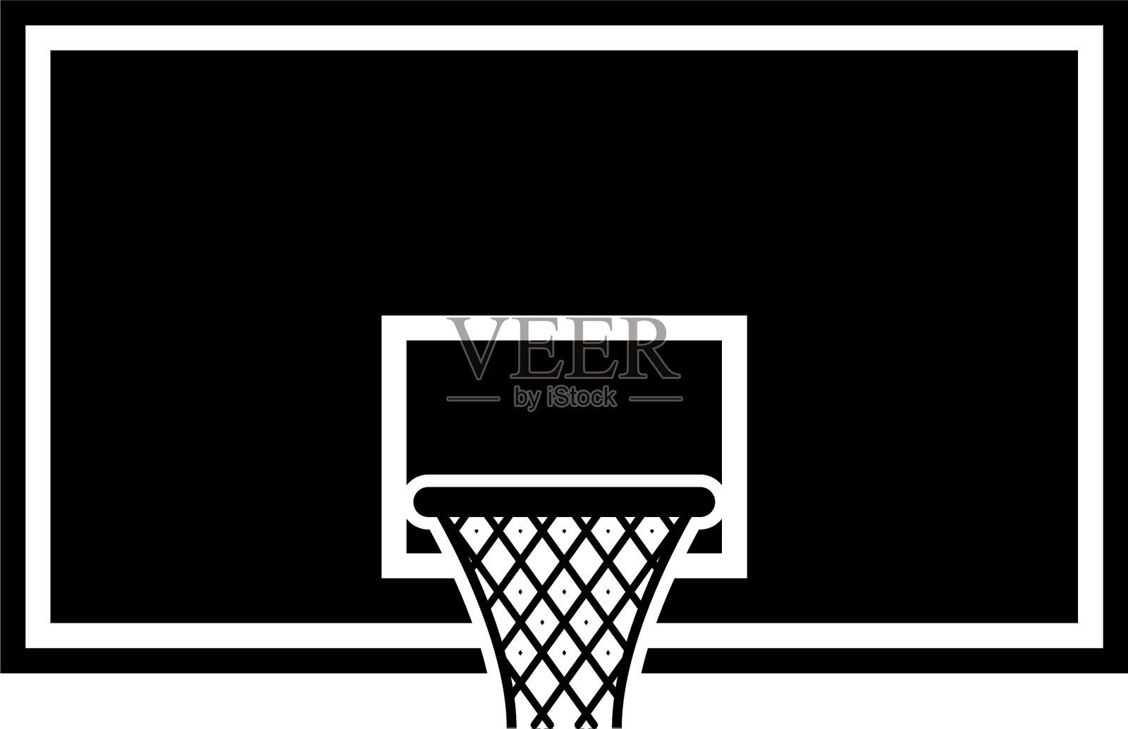 篮球篮板篮球篮筐上插画图片素材