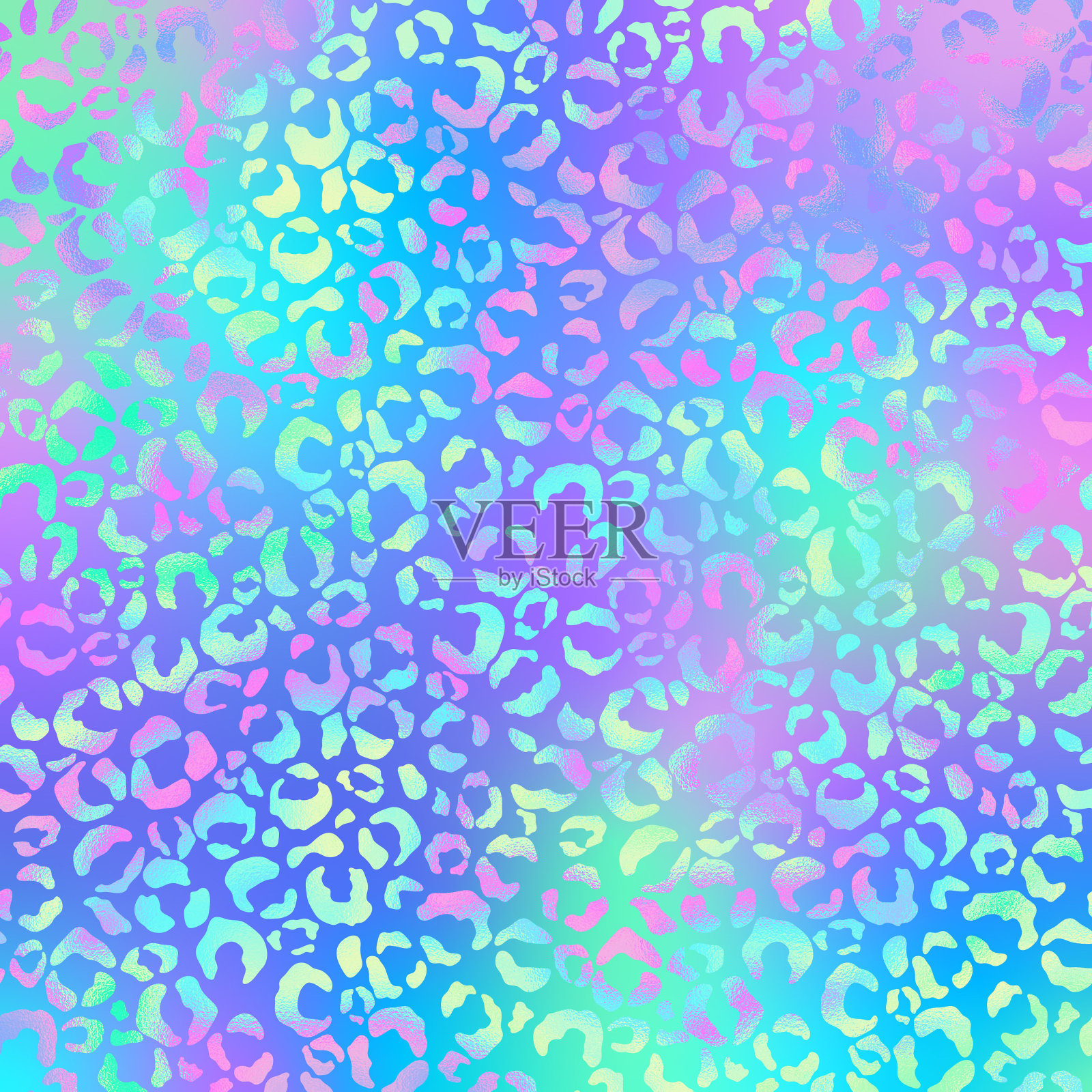 渐变背景上的全息动物打印插画图片素材