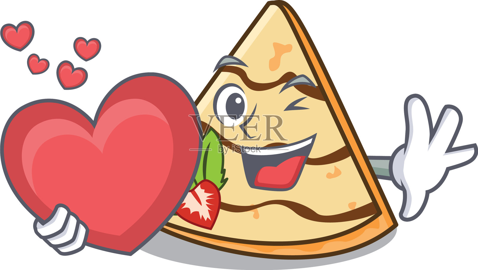 以心形绉为吉祥物卡通风格设计元素图片