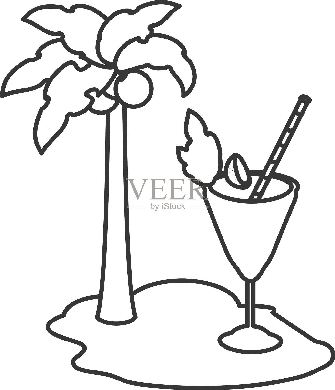 海滩上美味的新鲜鸡尾酒杯设计元素图片