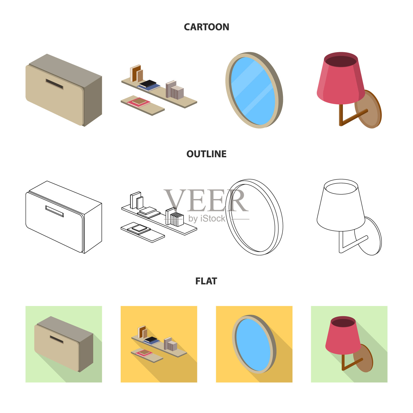 卧室和房间标志插画图片素材