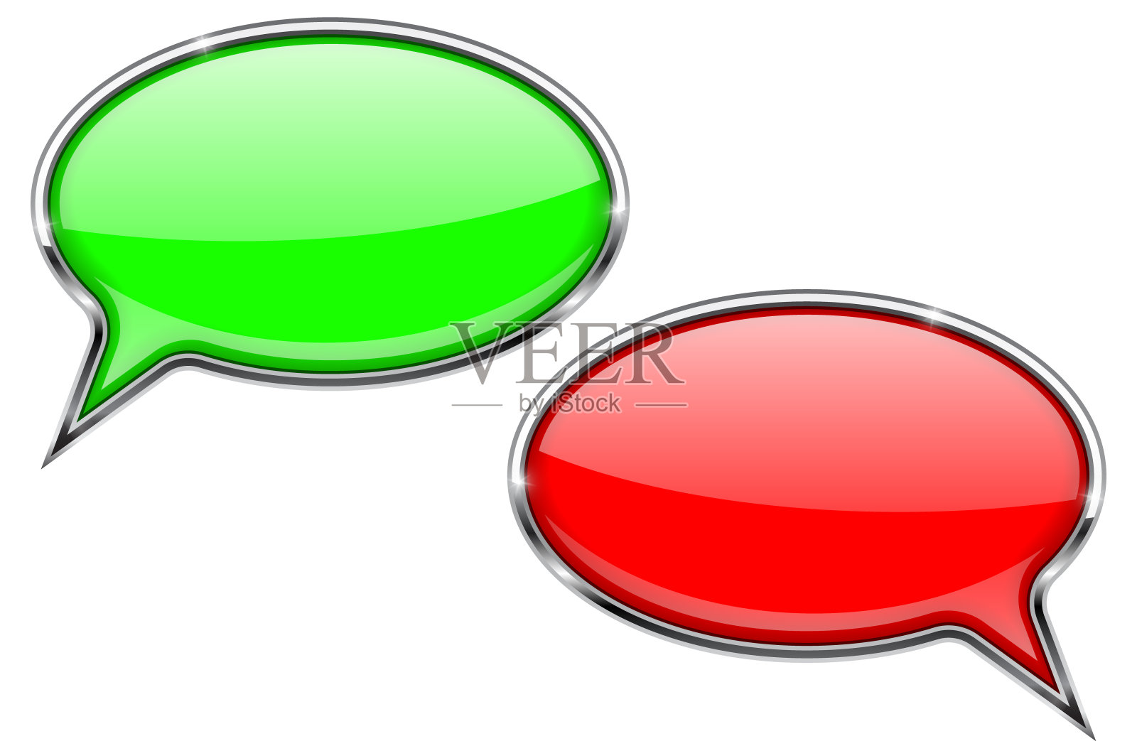 言语泡泡红色和绿色交流3d图标素材