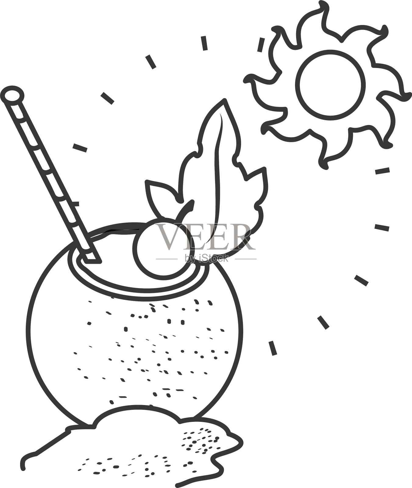 夏日鸡尾酒椰子与太阳插画图片素材