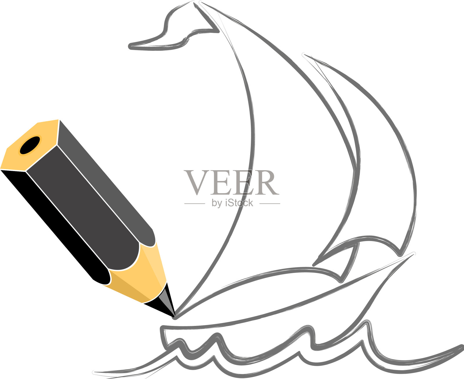 帆船草图设计元素图片