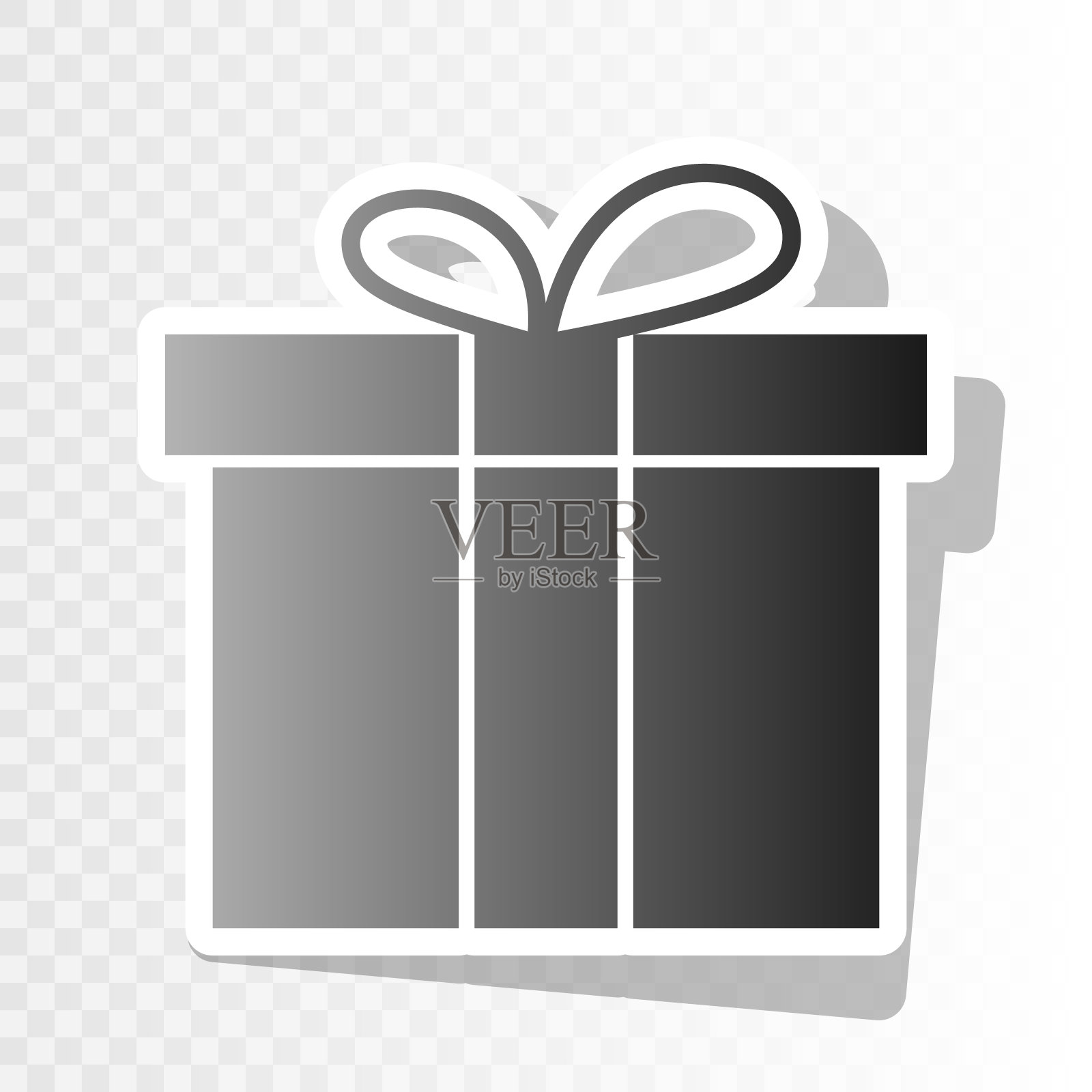 礼盒上印着新年的黑色图标插画图片素材