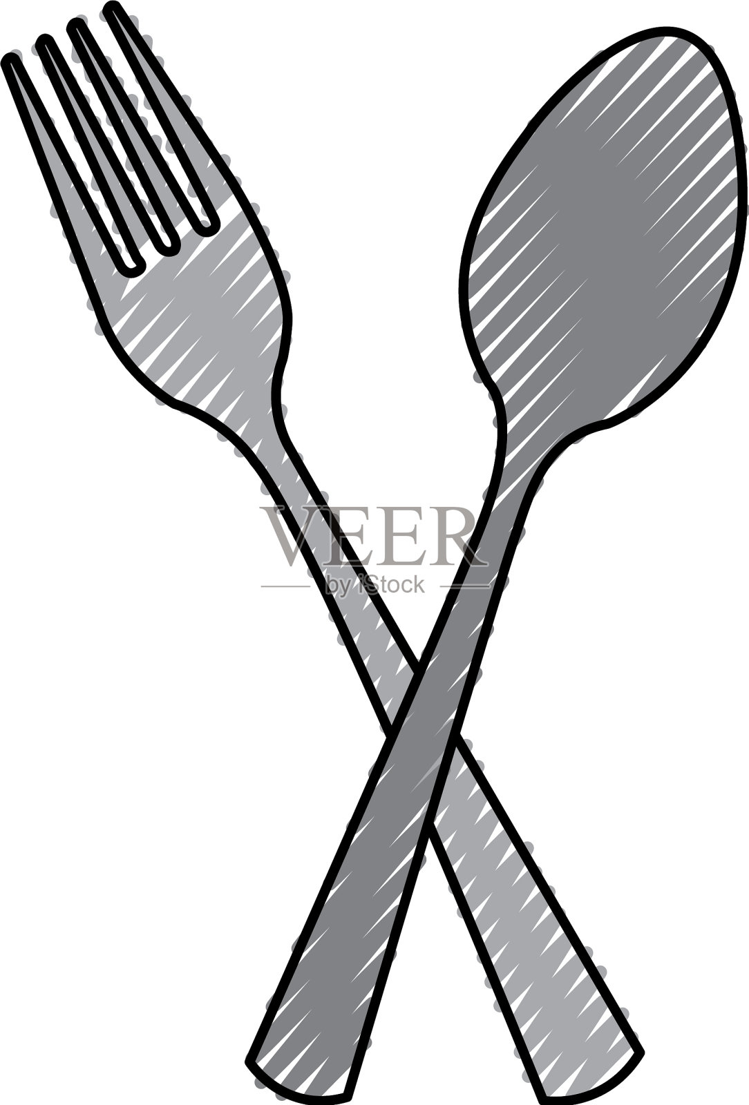 厨房叉子和勺子孤立的图标设计元素图片