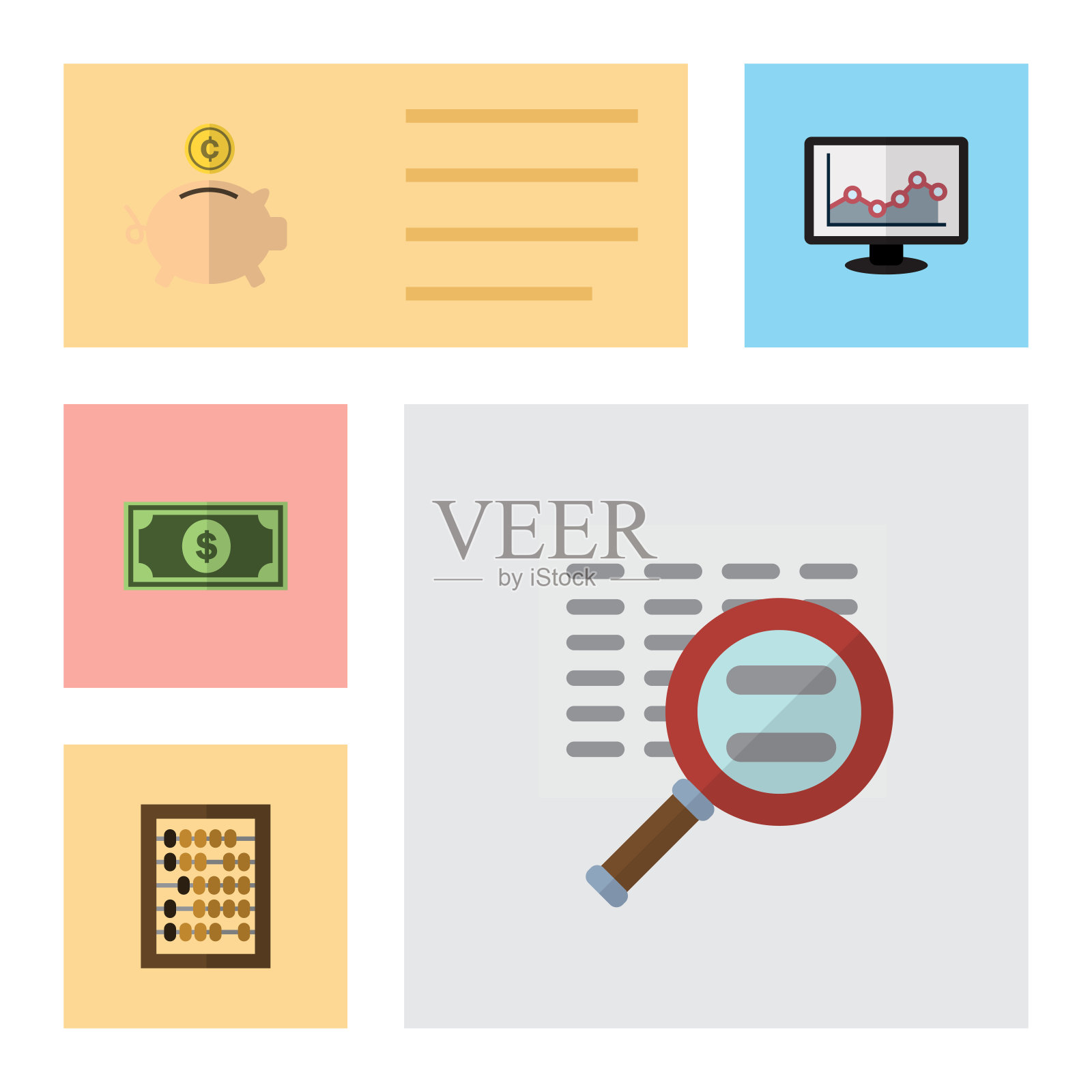 平增益套柜台钱箱图表和插画图片素材