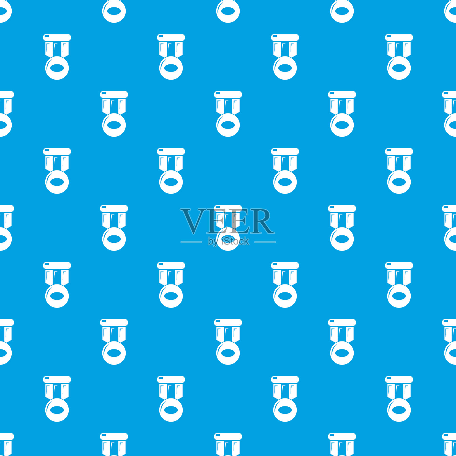 冰球奖牌无缝蓝色图案插画图片素材