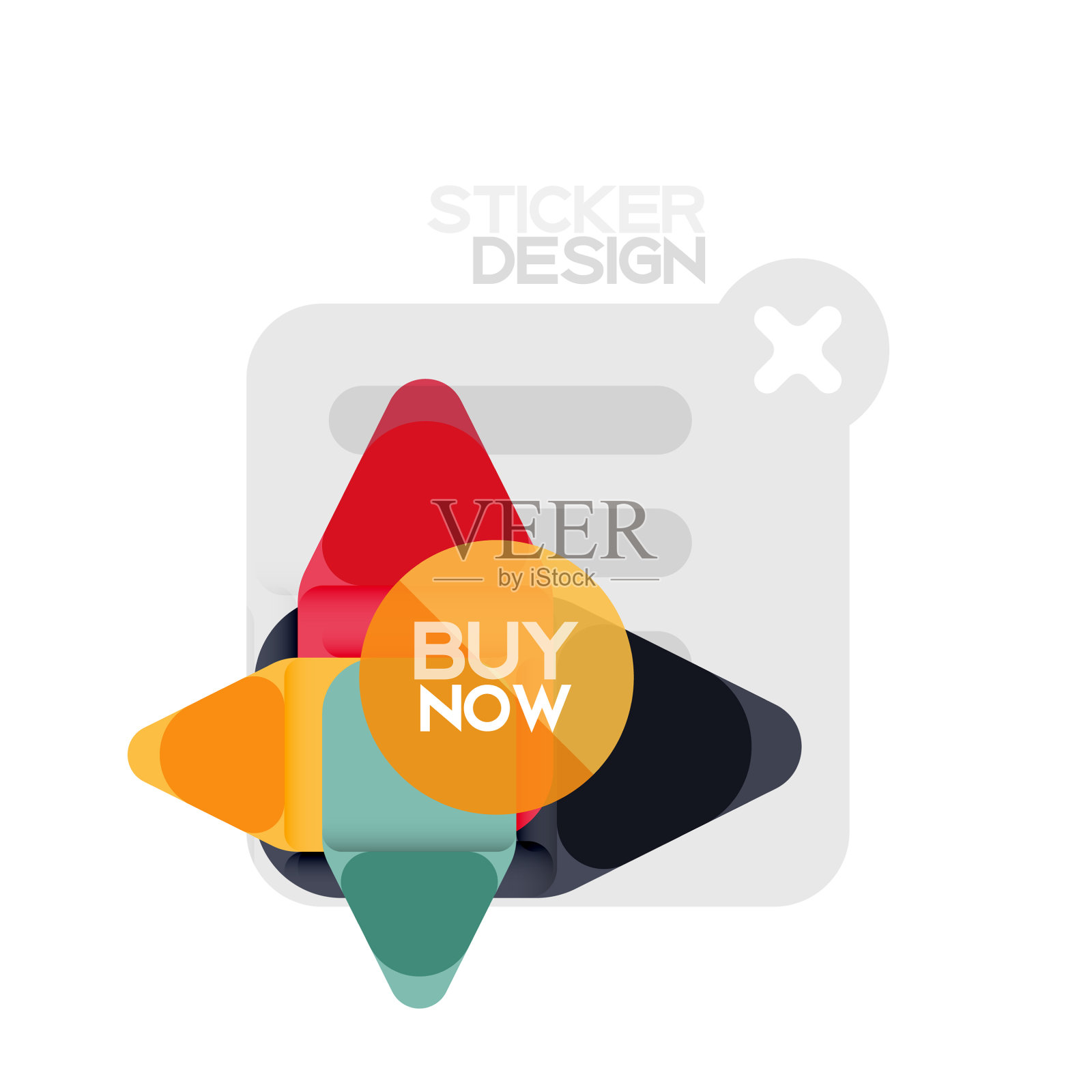 平面设计三角形箭头形状的几何贴纸设计元素图片