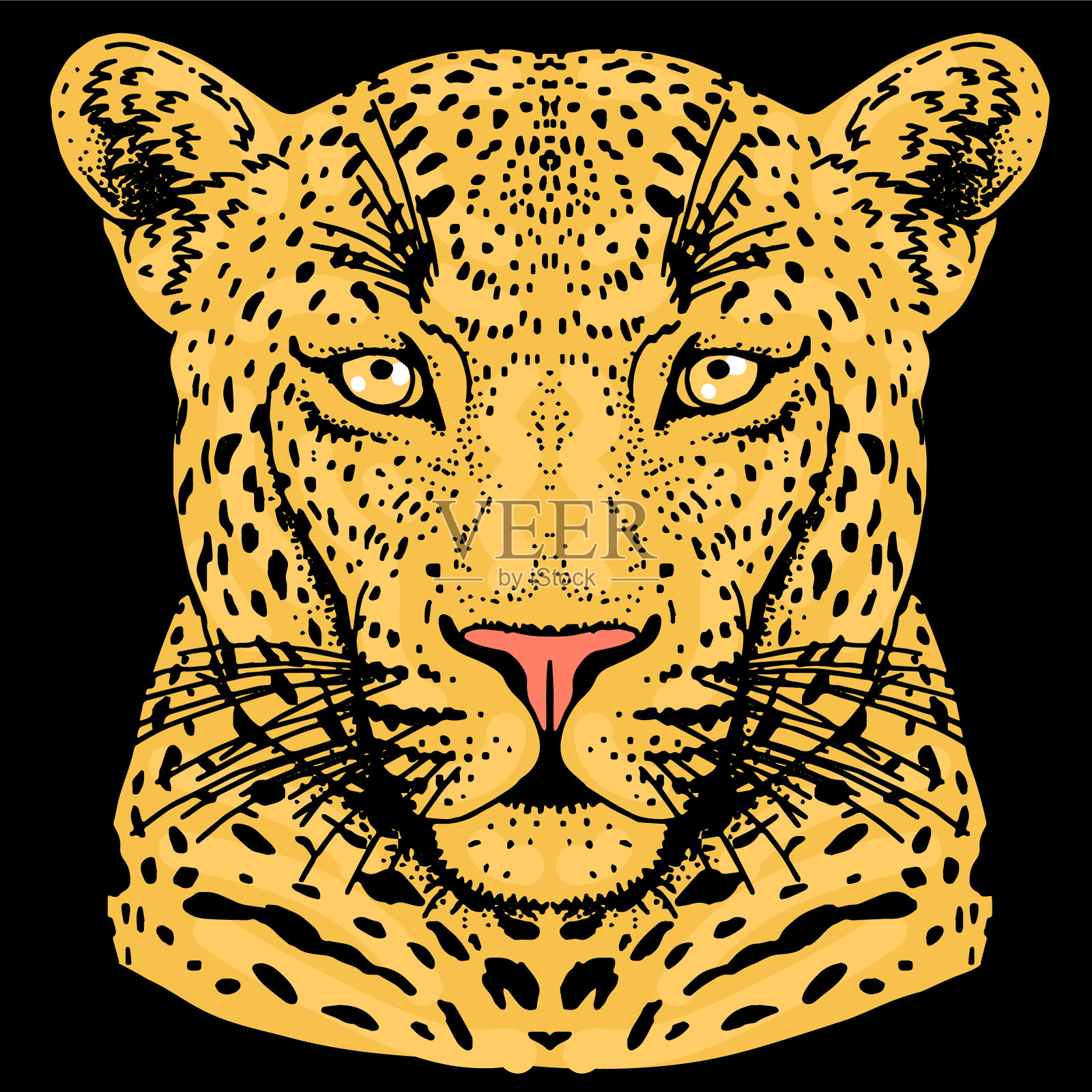 豹纹脸纹插画图片素材