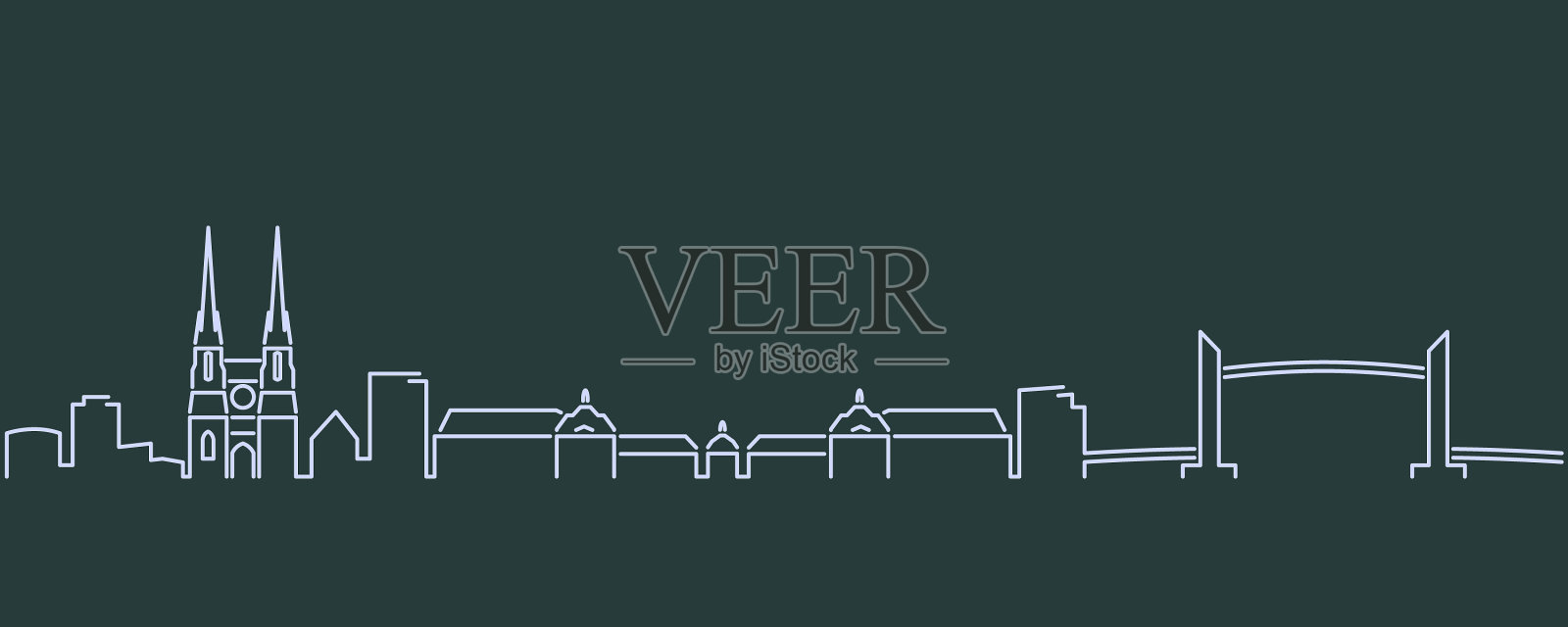 波尔多单线天际线轮廓插画图片素材