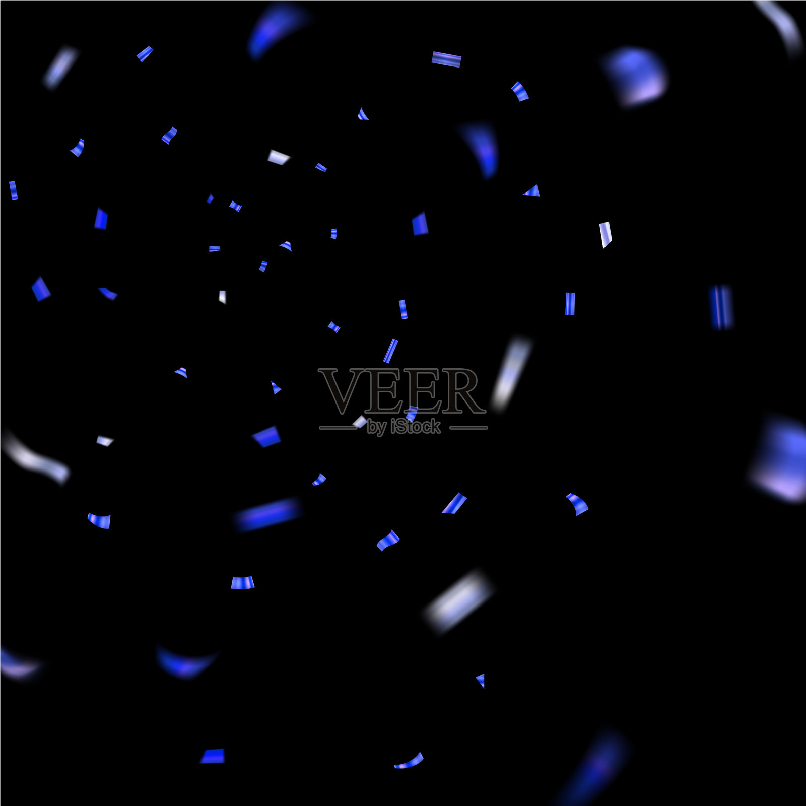 蓝色纸屑爆炸庆典孤立上插画图片素材