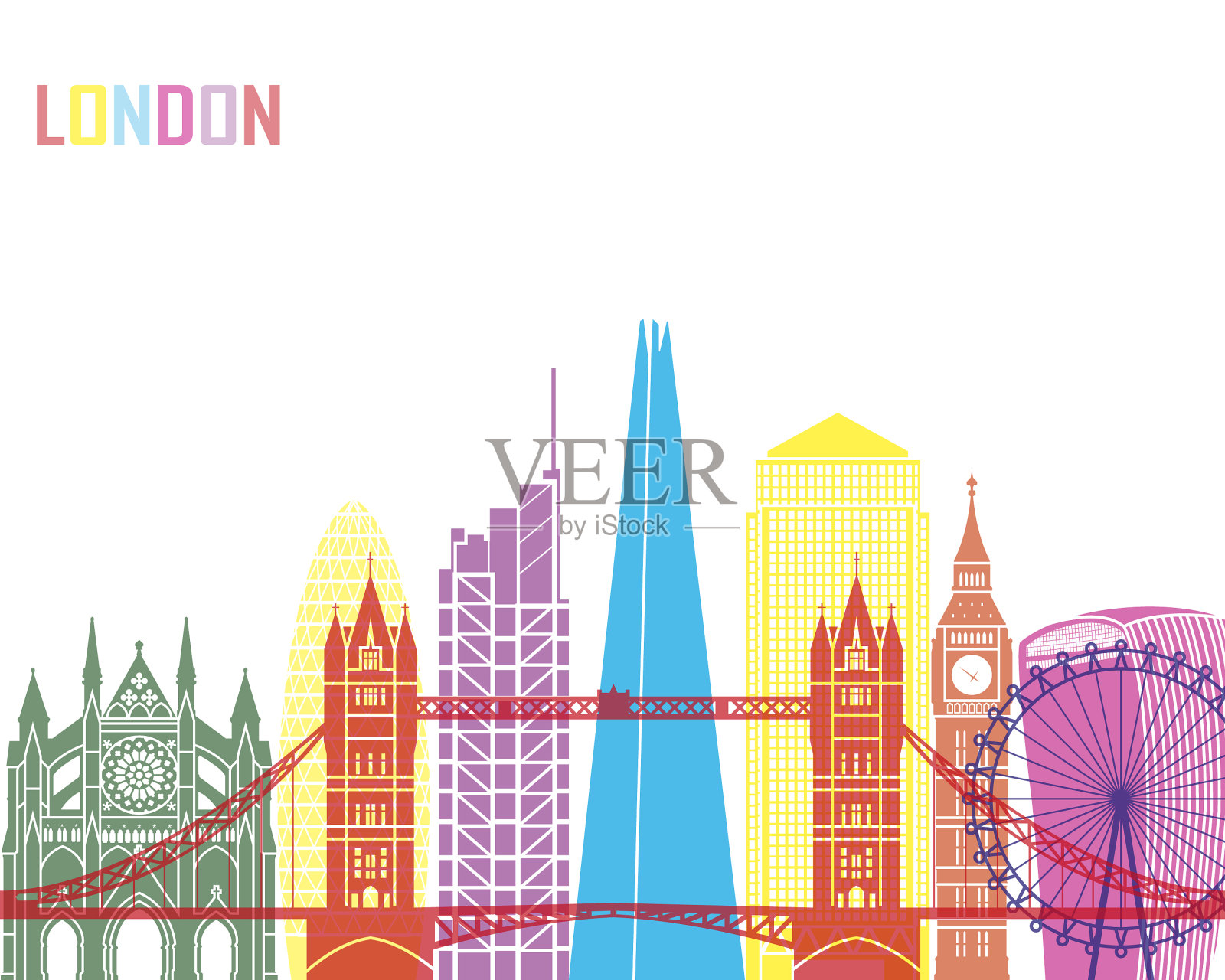 伦敦v2地平线流行音乐插画图片素材