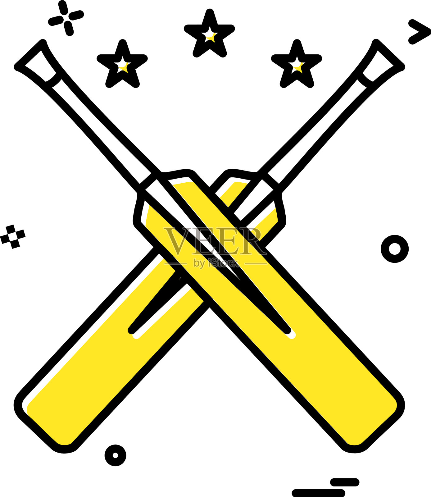 蝙蝠明星板球图标设计插画图片素材