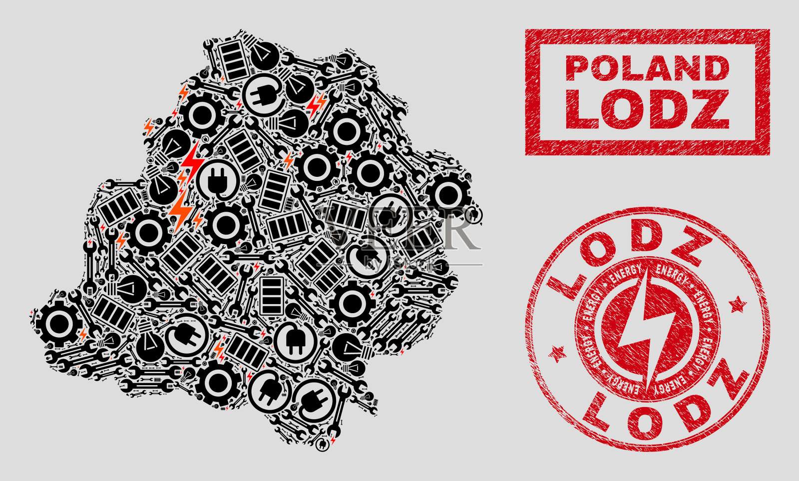 电子马赛克罗兹vovoship地图和插画图片素材