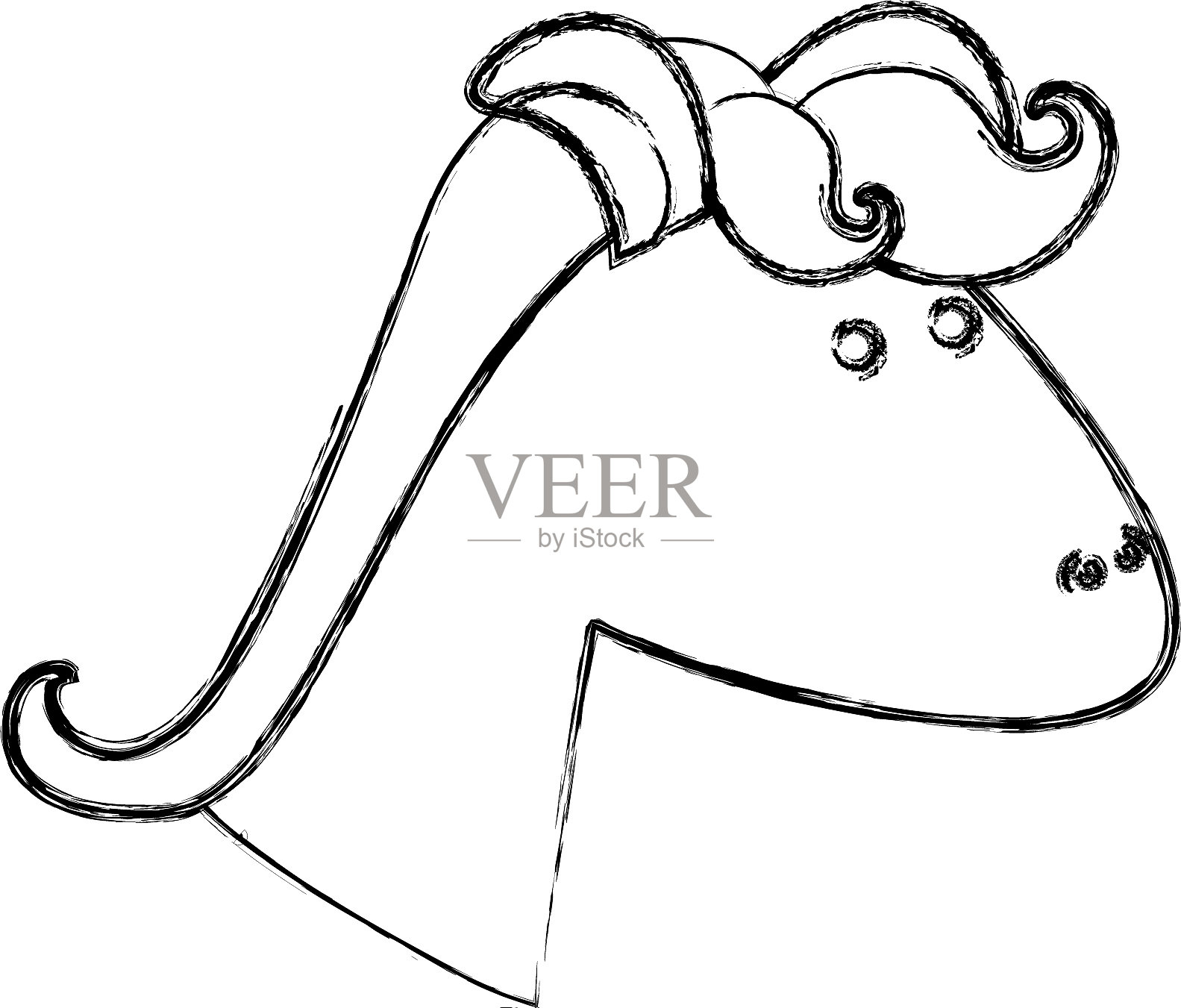 面部侧视图的单色模糊轮廓插画图片素材