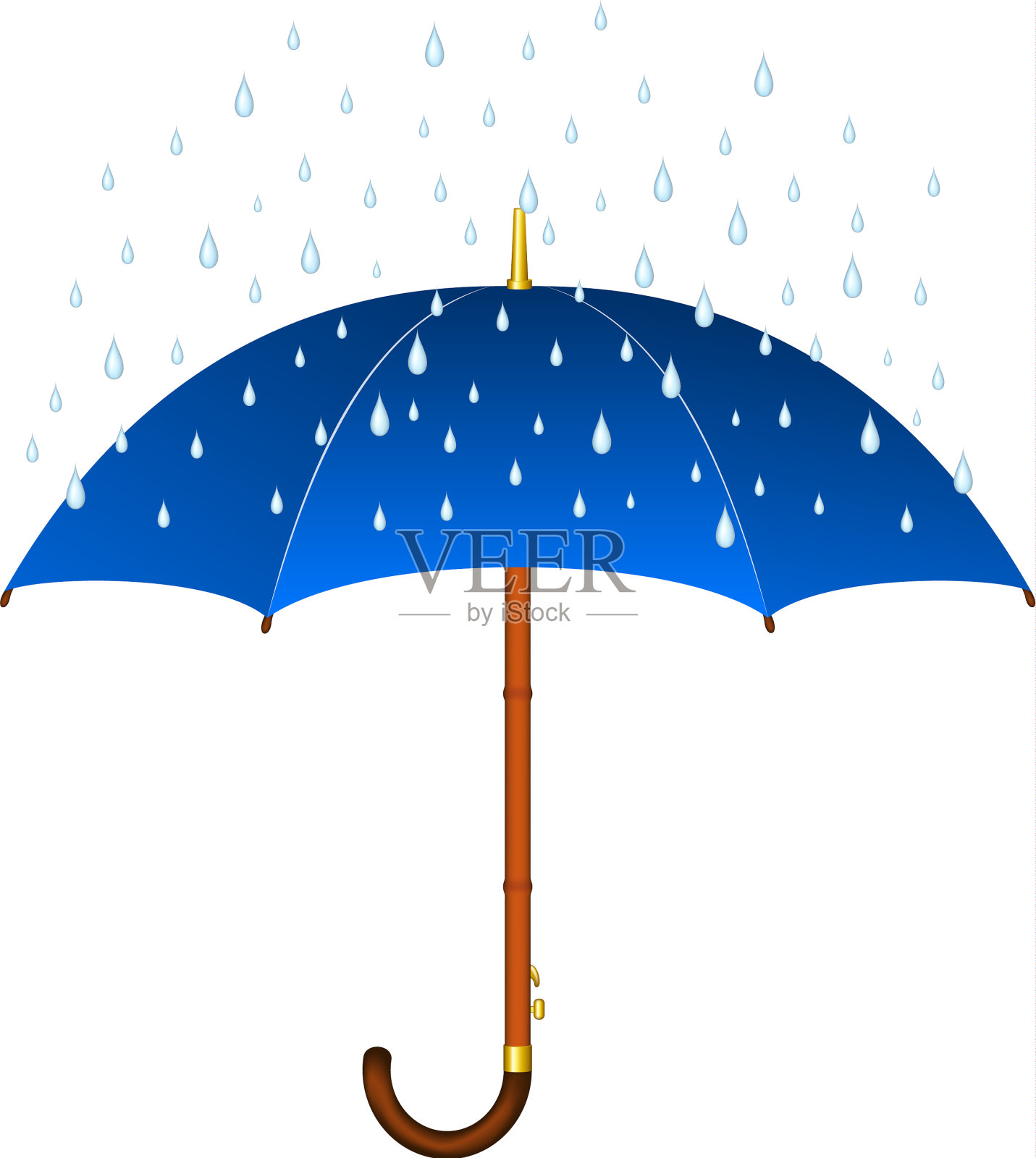 蓝伞和雨插画图片素材