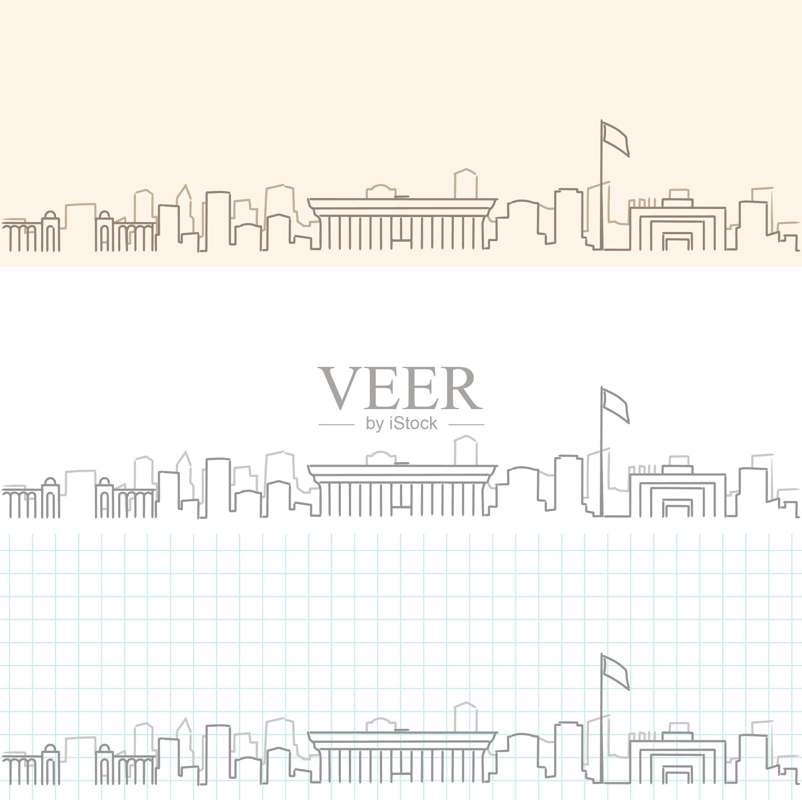 比什凯克手绘天际线插画图片素材