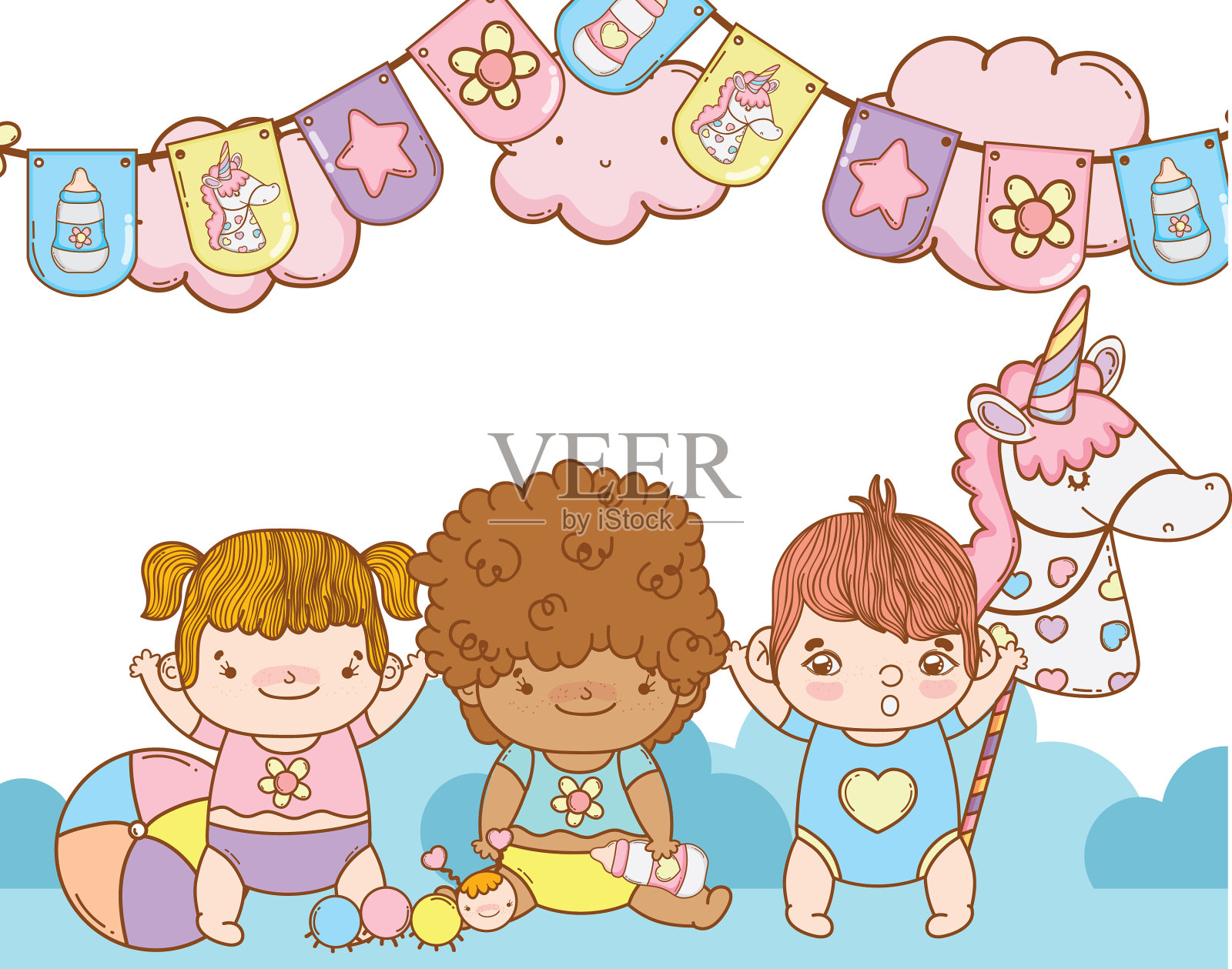 可爱的卡通宝宝插画图片素材