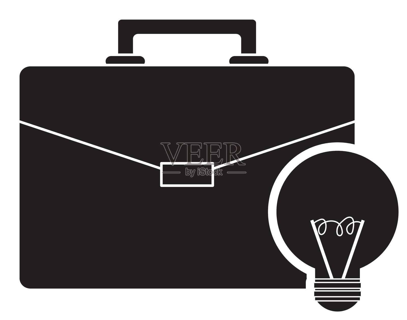 公文包和常规灯泡图标插画图片素材