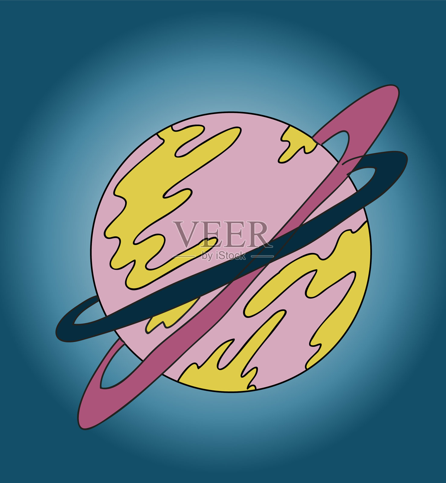 外太空中明亮而不寻常的行星插画图片素材