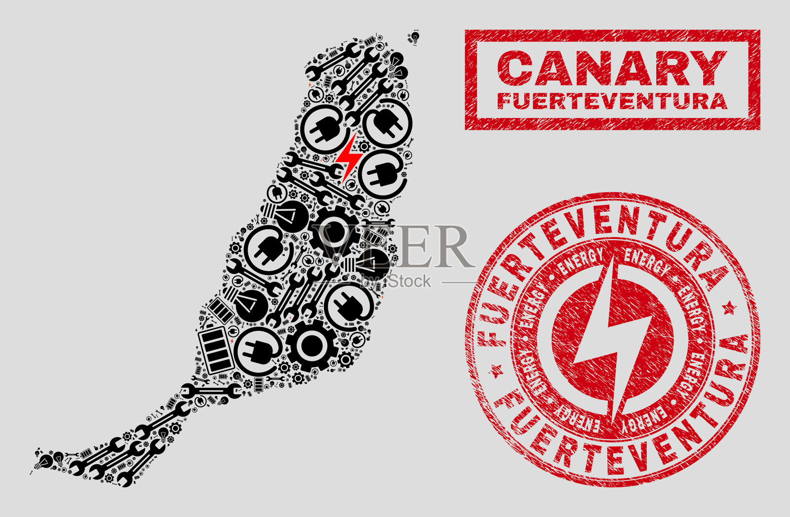 电子马赛克富尔特文图拉岛地图插画图片素材