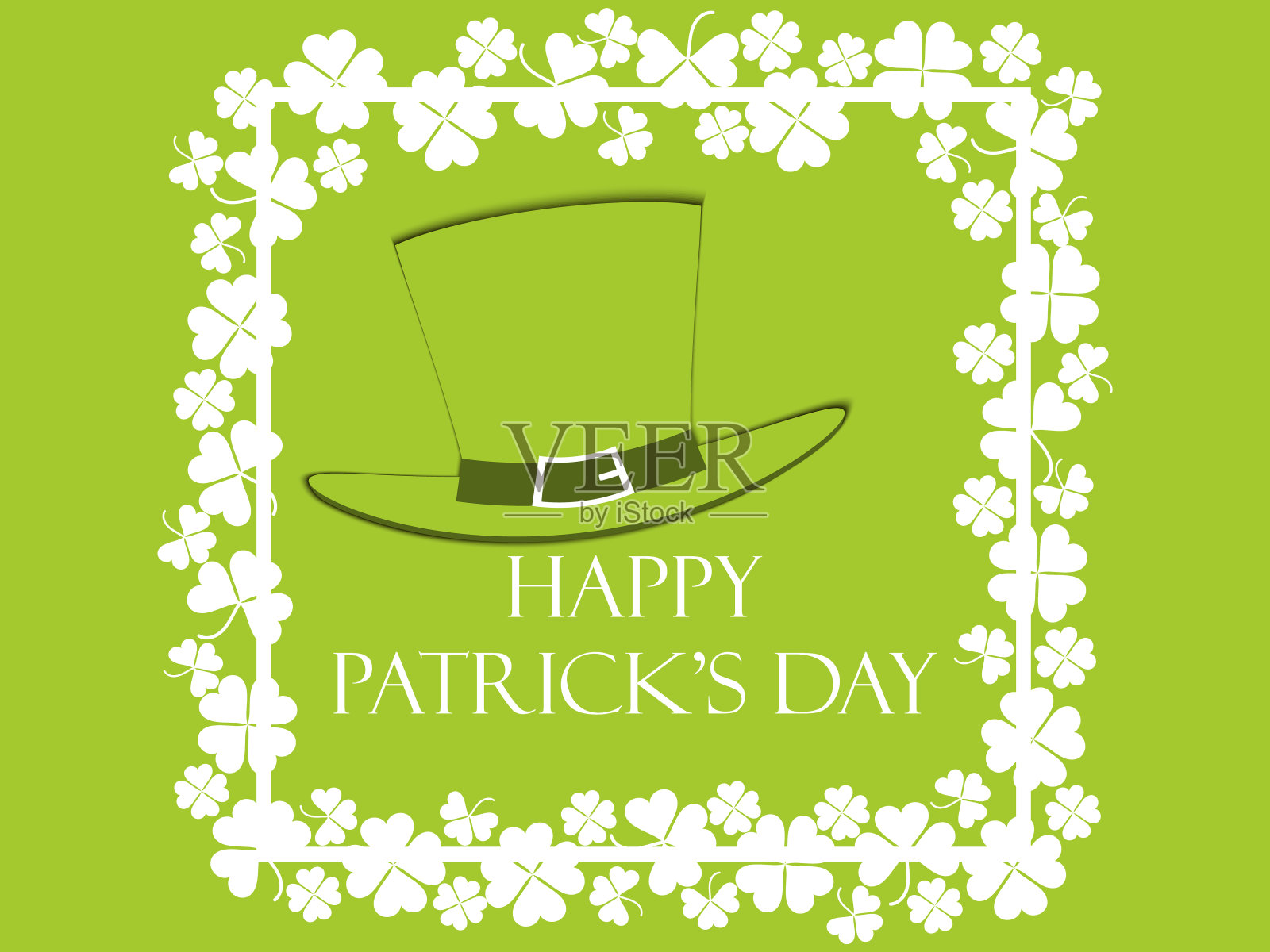 幸福的圣帕特里克框架与三叶草和文字插画图片素材