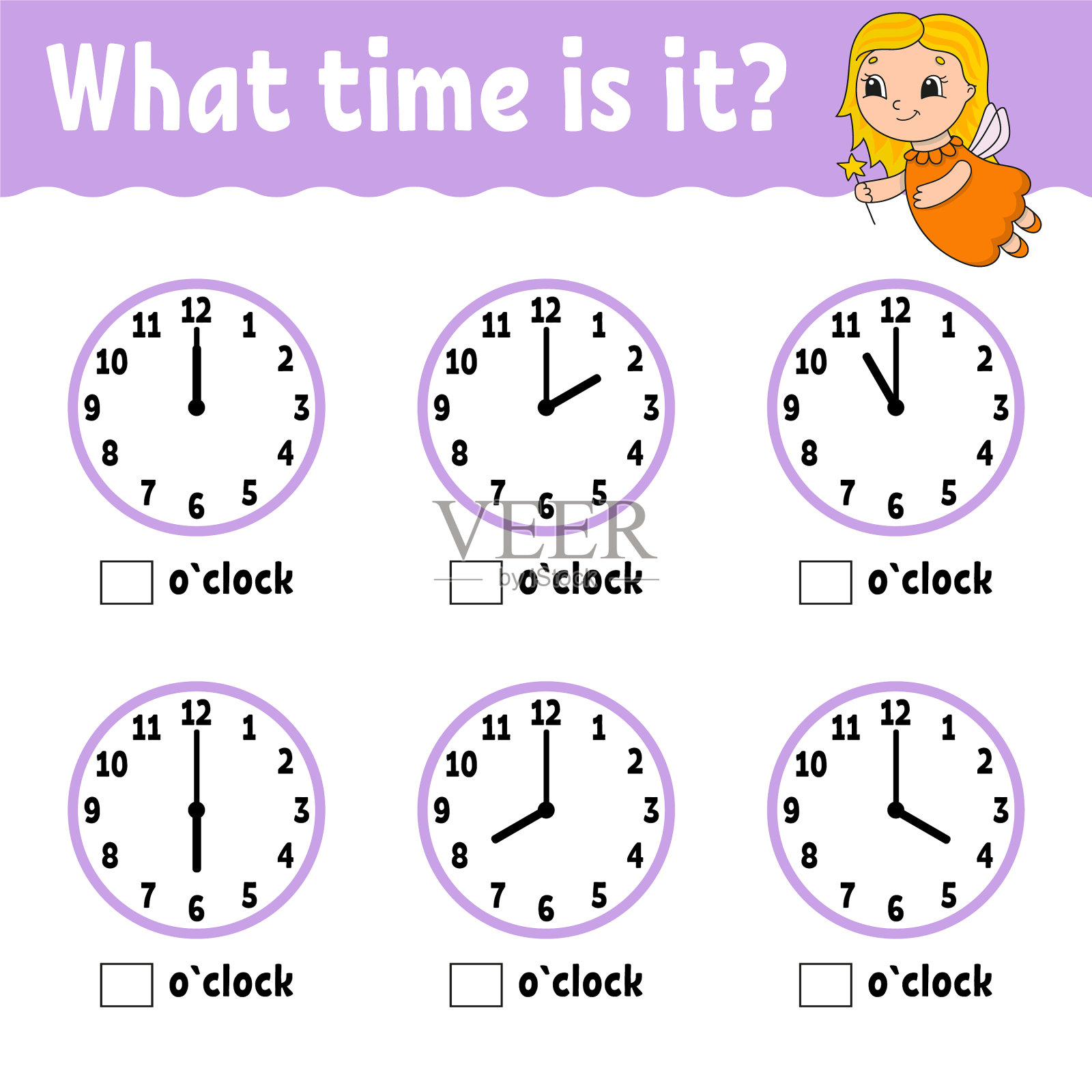 学习时间在时钟教育活动插画图片素材