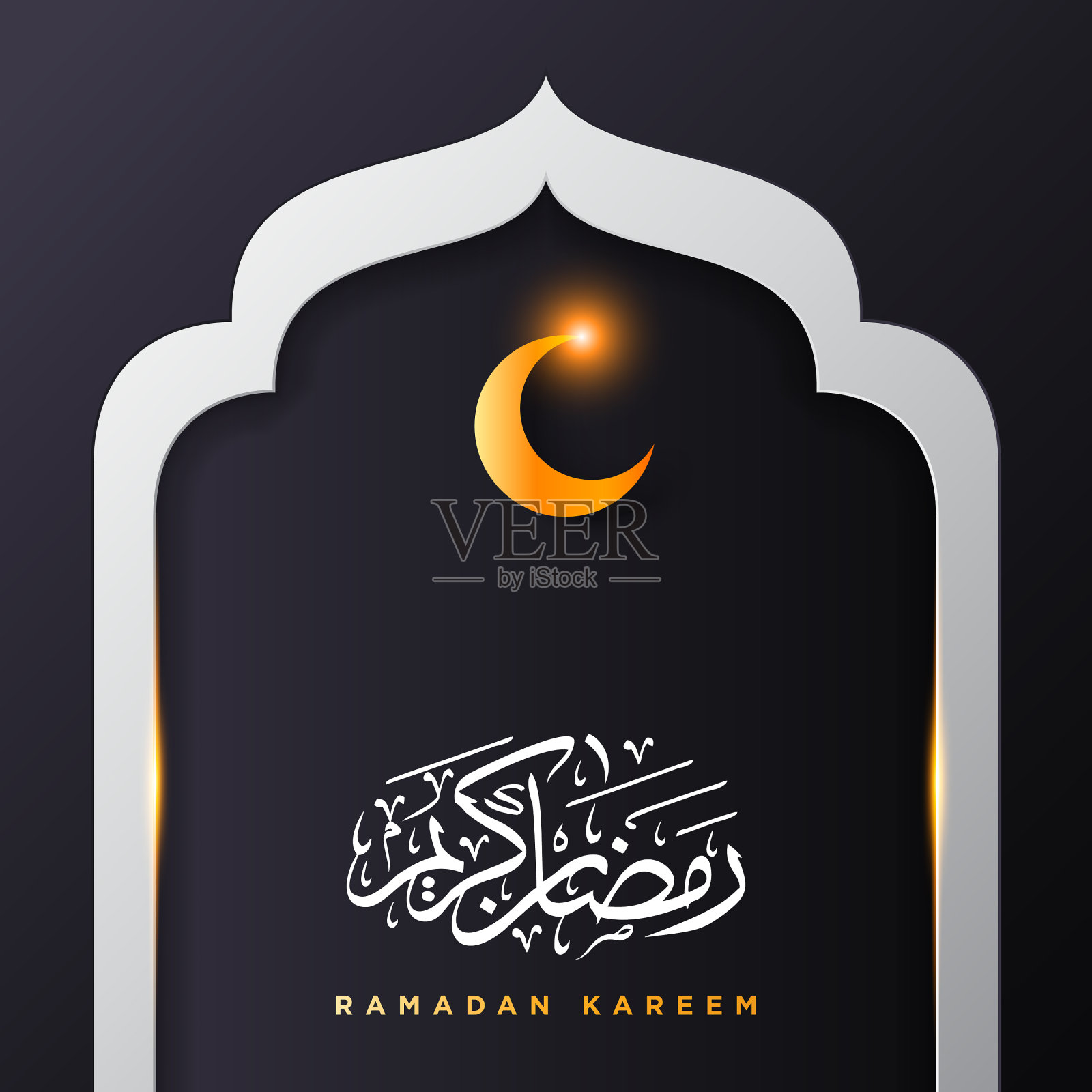 伊斯兰清真寺的大门为斋月卡里姆问候插画图片素材