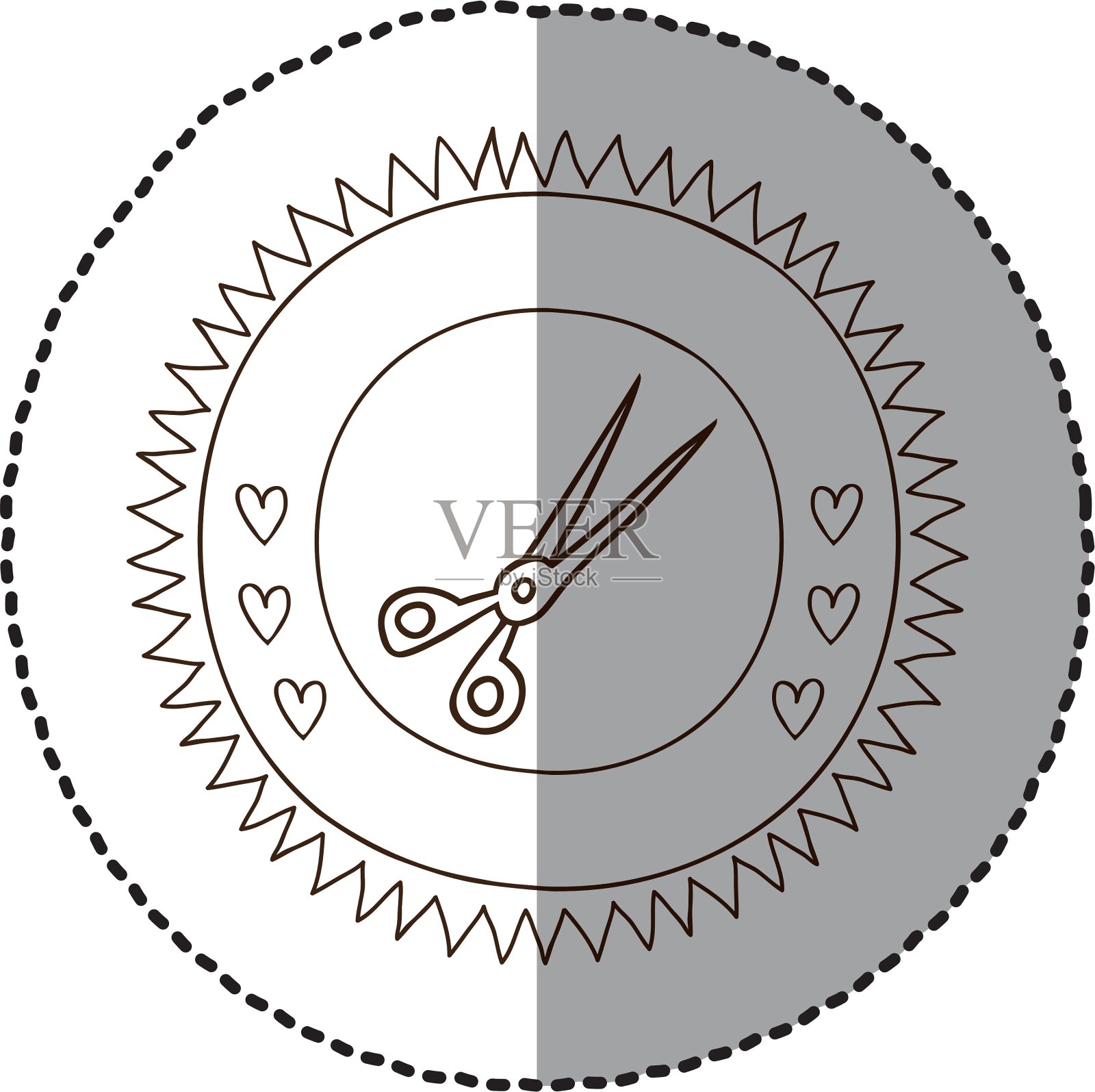 单色圆形框架与中间阴影插画图片素材