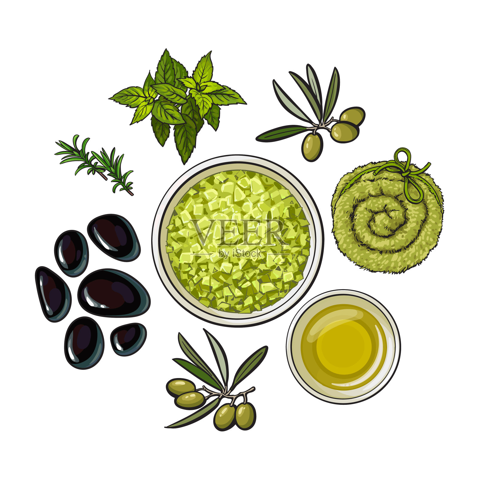 水疗沙龙配件-按摩石油设计元素图片