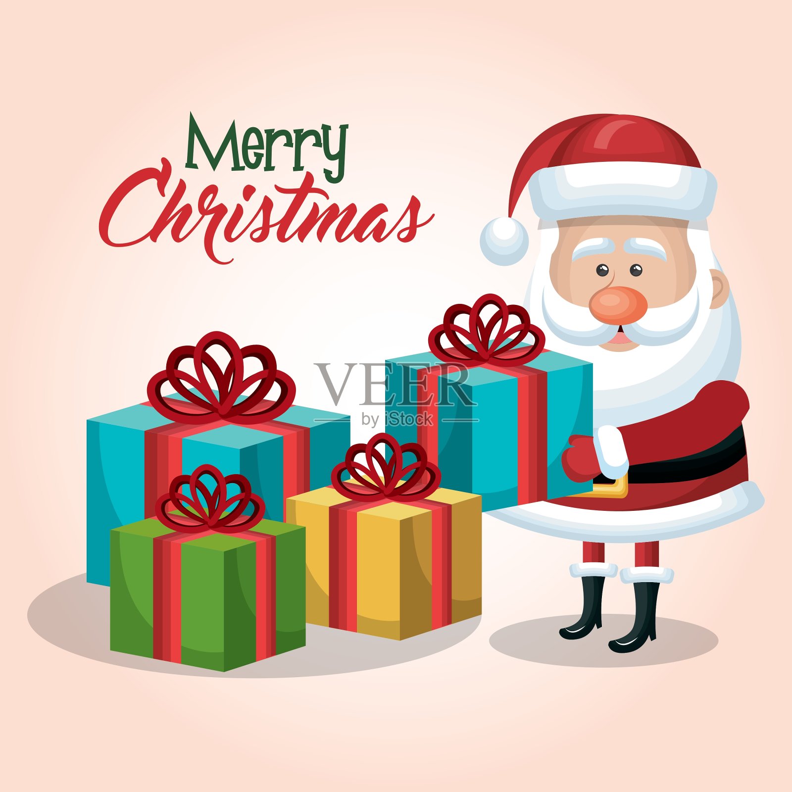 圣诞老人与许多礼物图形插画图片素材