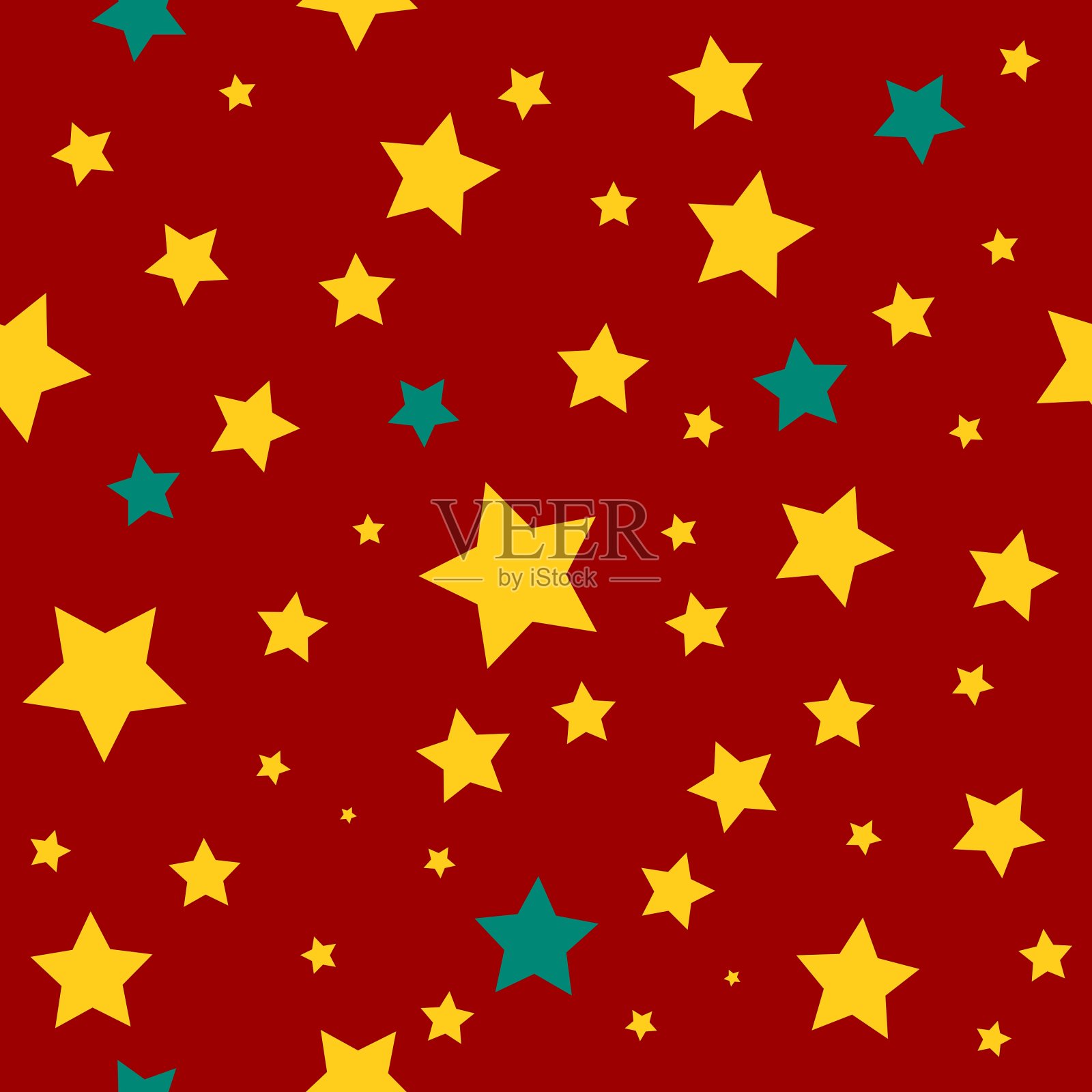 黄色，绿色，星星，红色背景插画图片素材