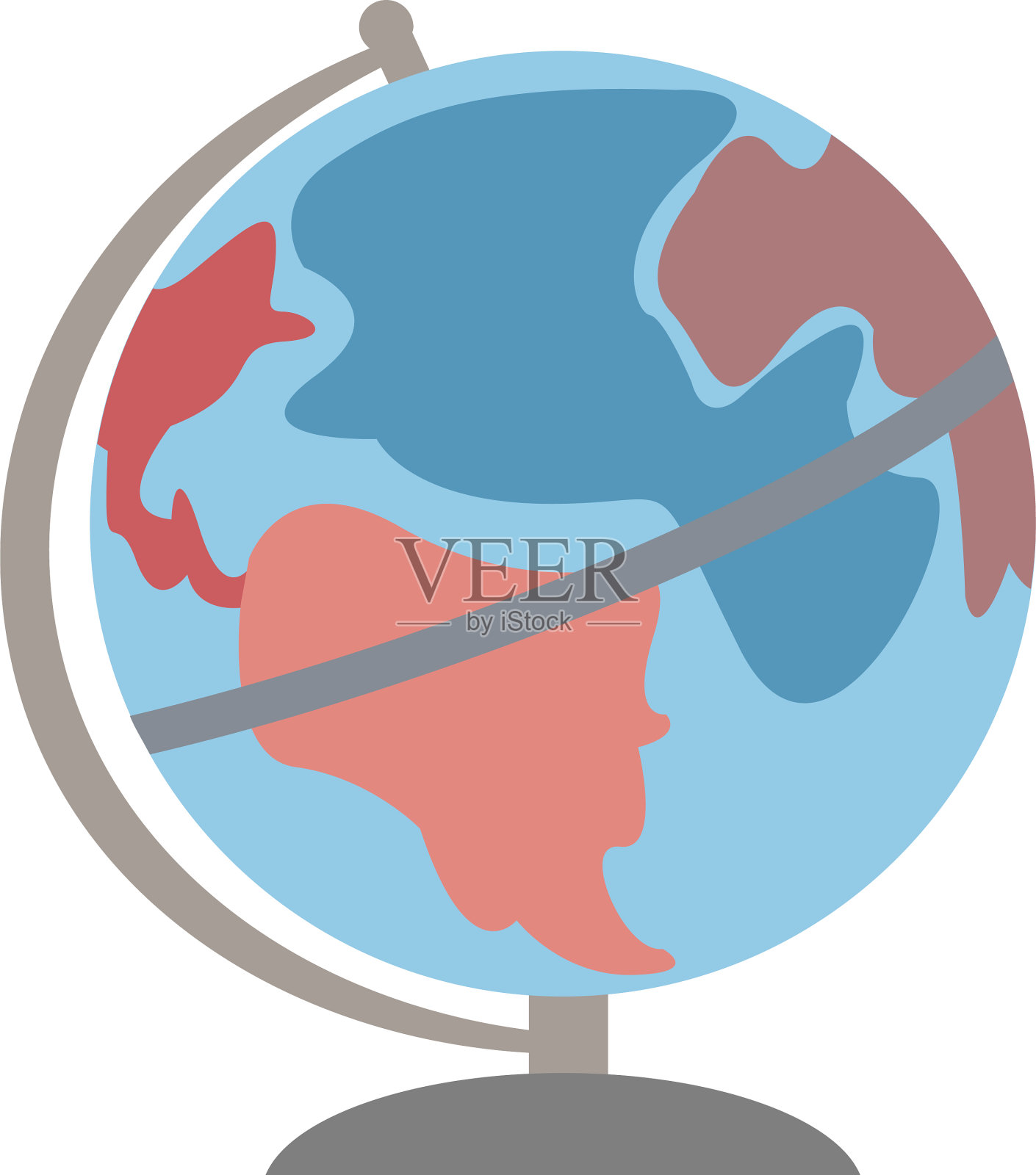 地球仪平在白色上设计元素图片