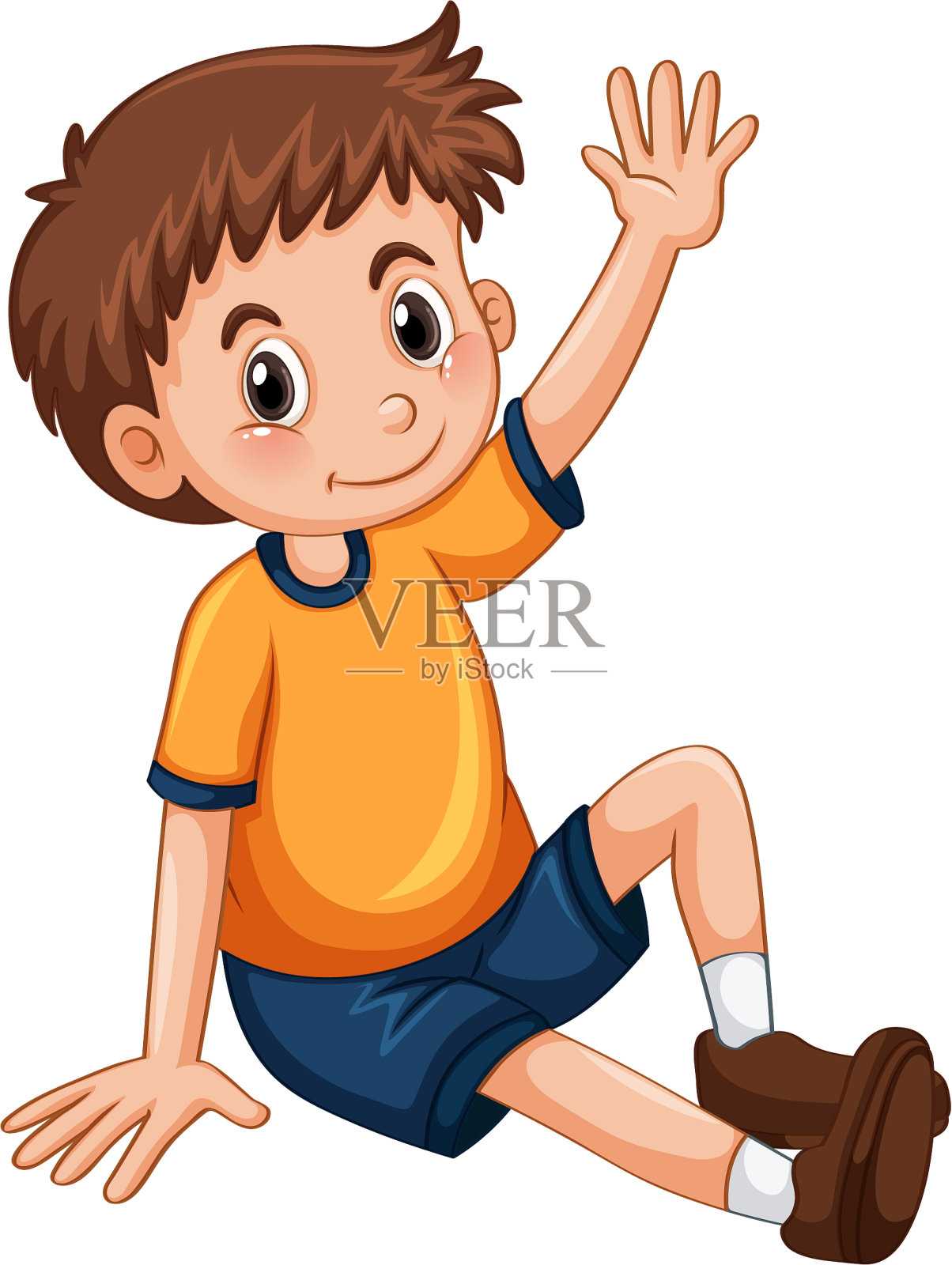 一个小男孩举起手臂问问题设计元素图片