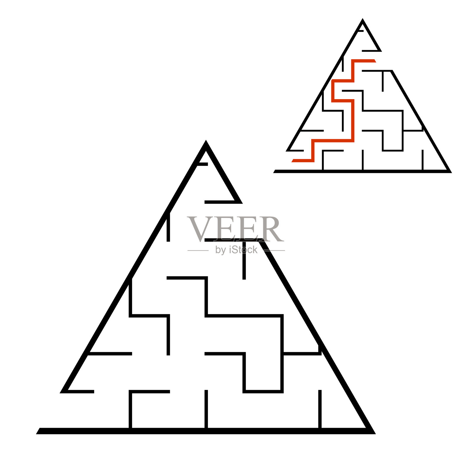 黑色三角形迷宫游戏，适合儿童拼图设计元素图片