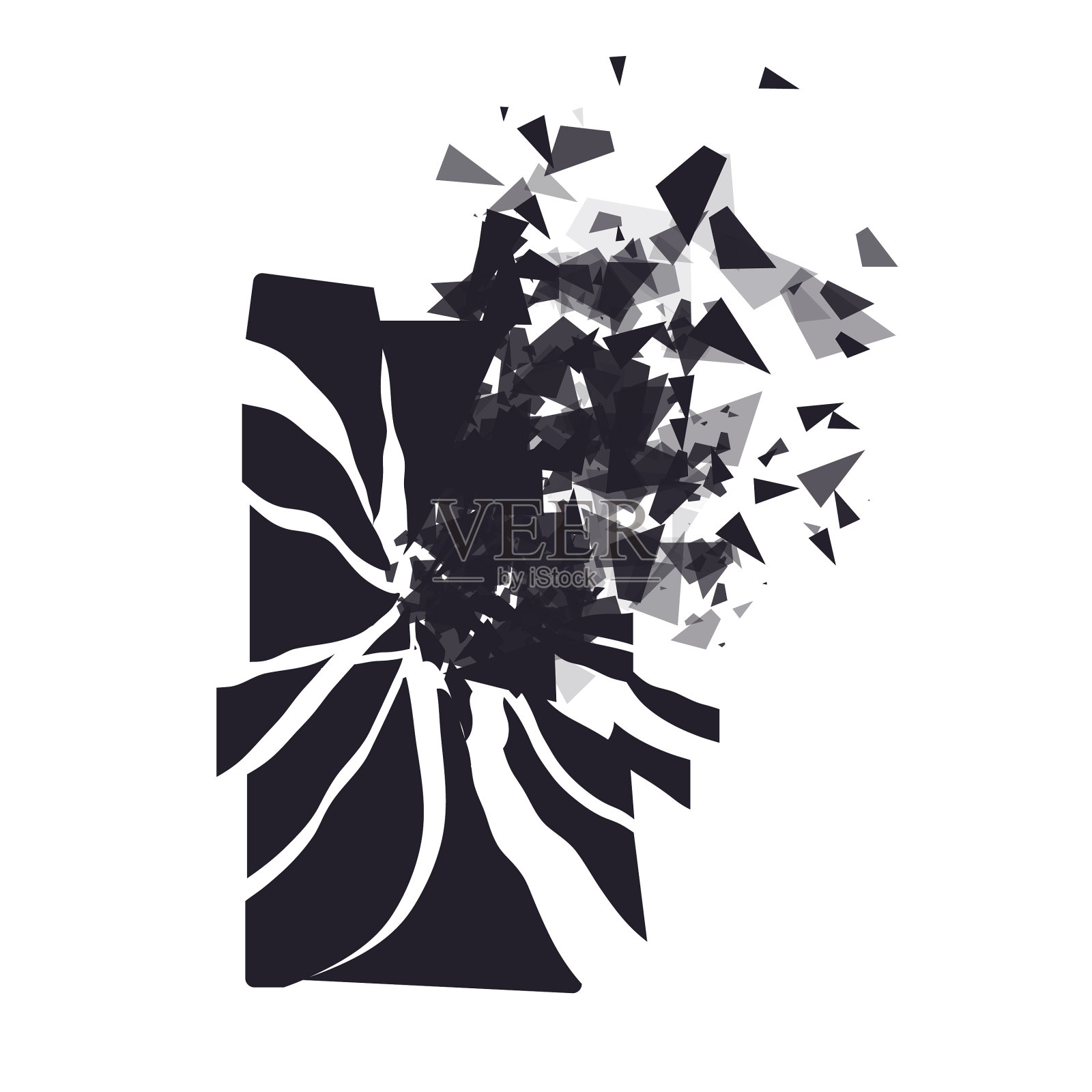 破碎的手机屏幕碎成碎片插画图片素材