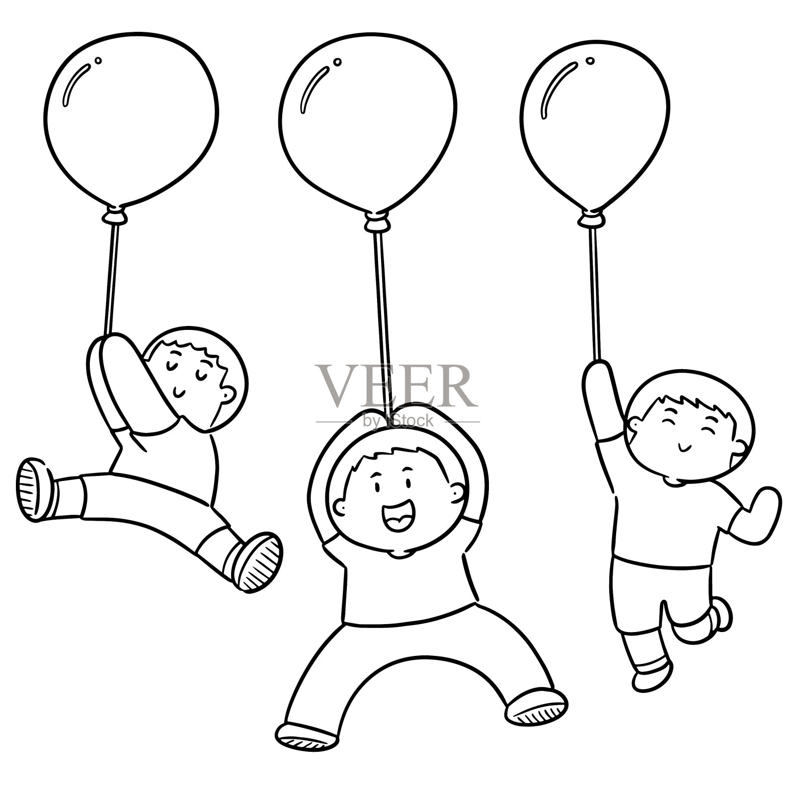 一群拿着气球的人设计元素图片