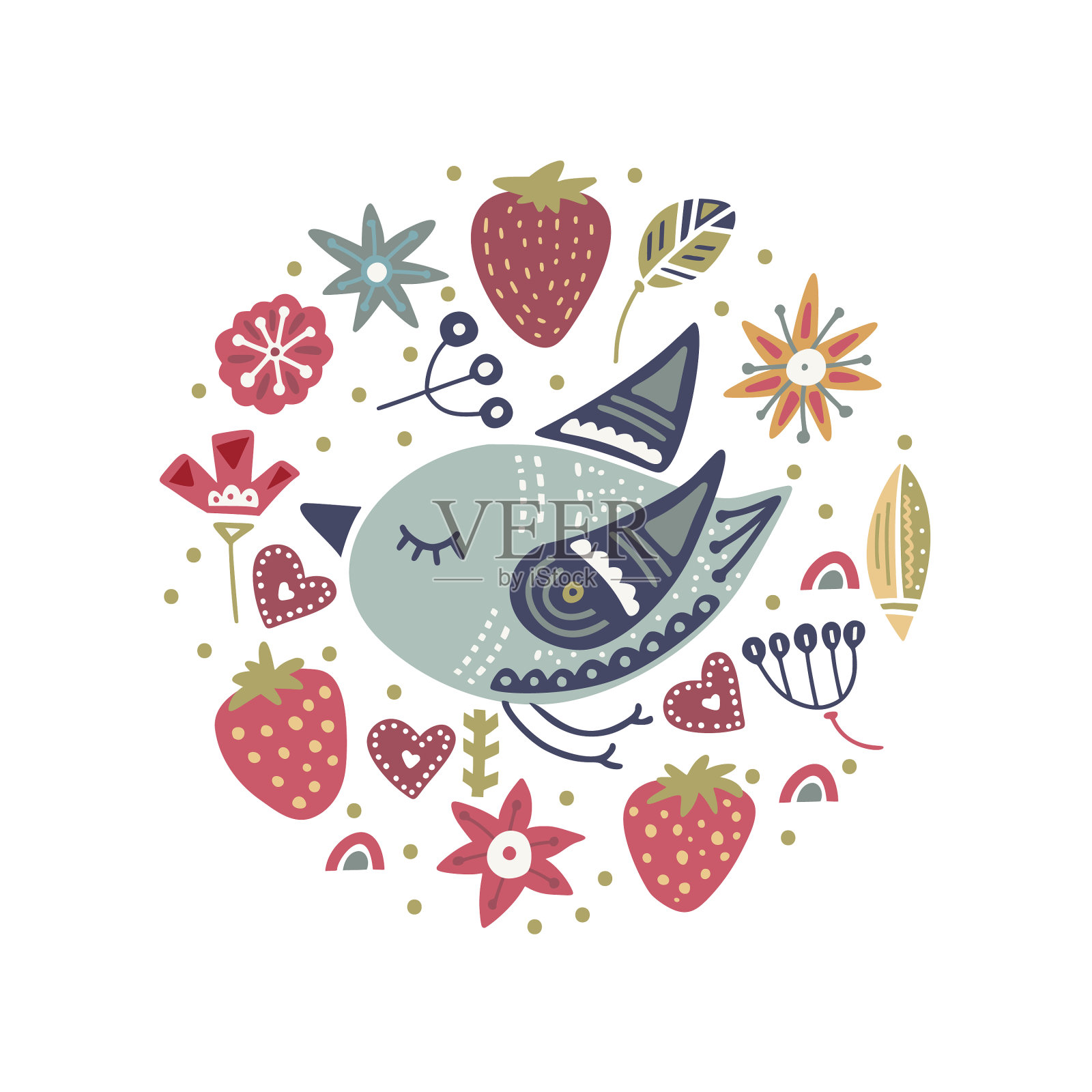 可爱的卡通小鸟卡片设计元素图片