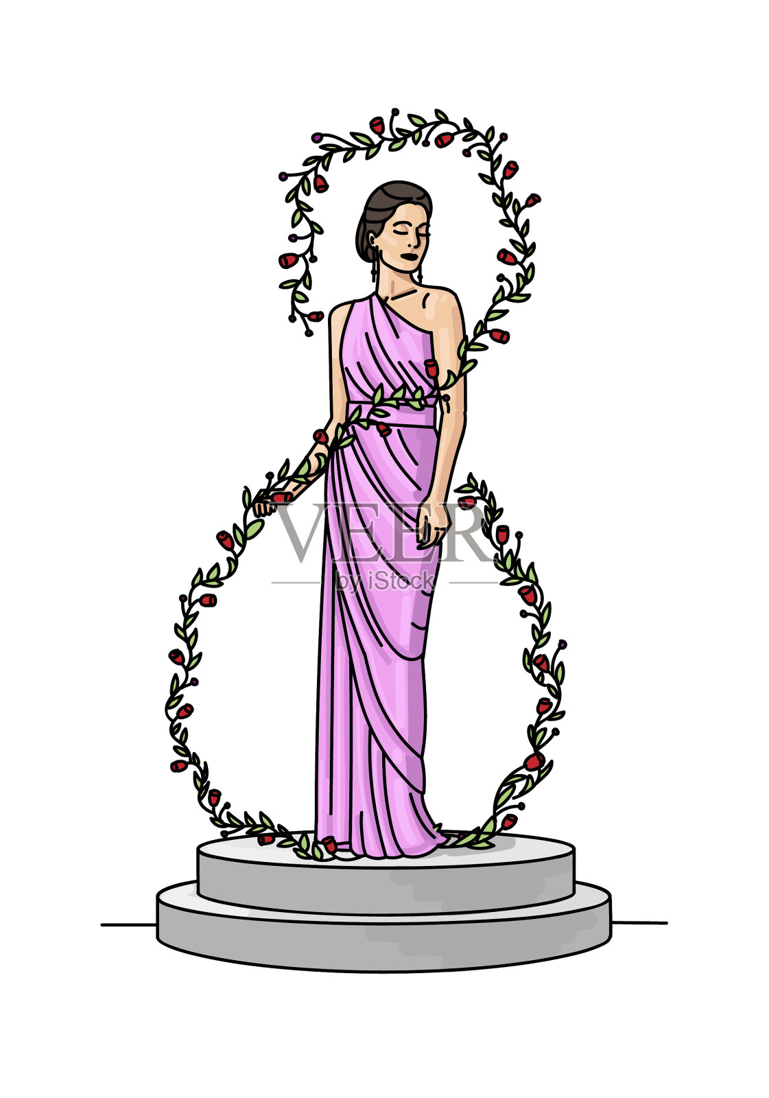 手持鲜花的漂亮女人设计元素图片