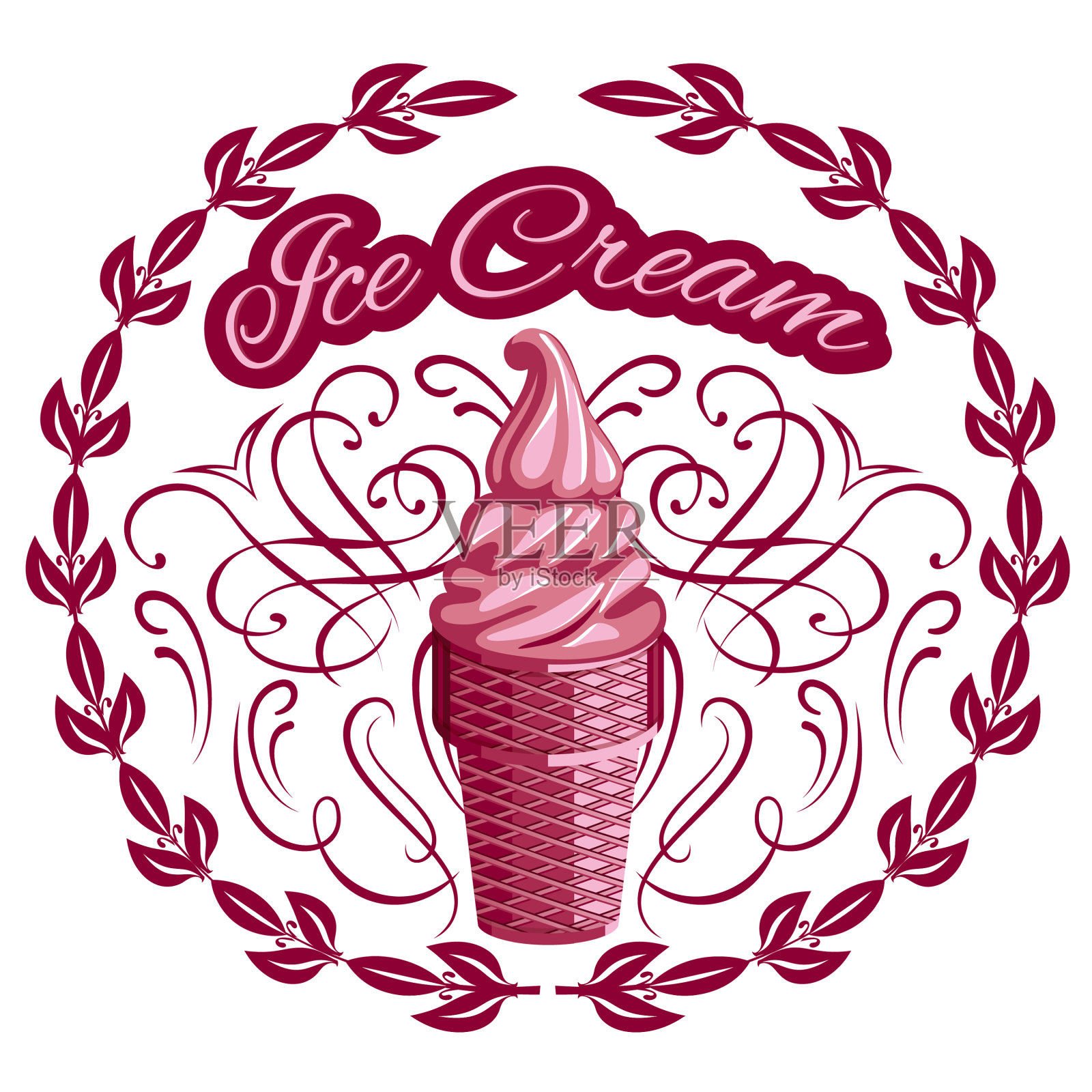 冰淇淋广告的彩色模板设计元素图片