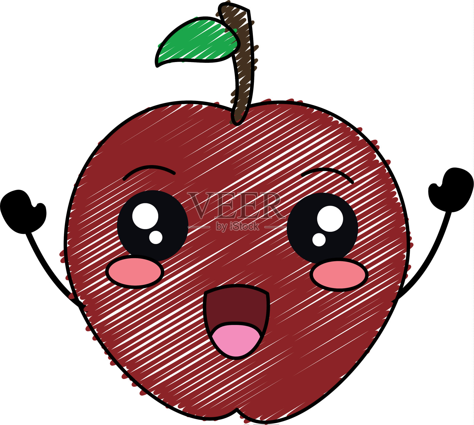 苹果鲜果卡哇伊性格插画图片素材