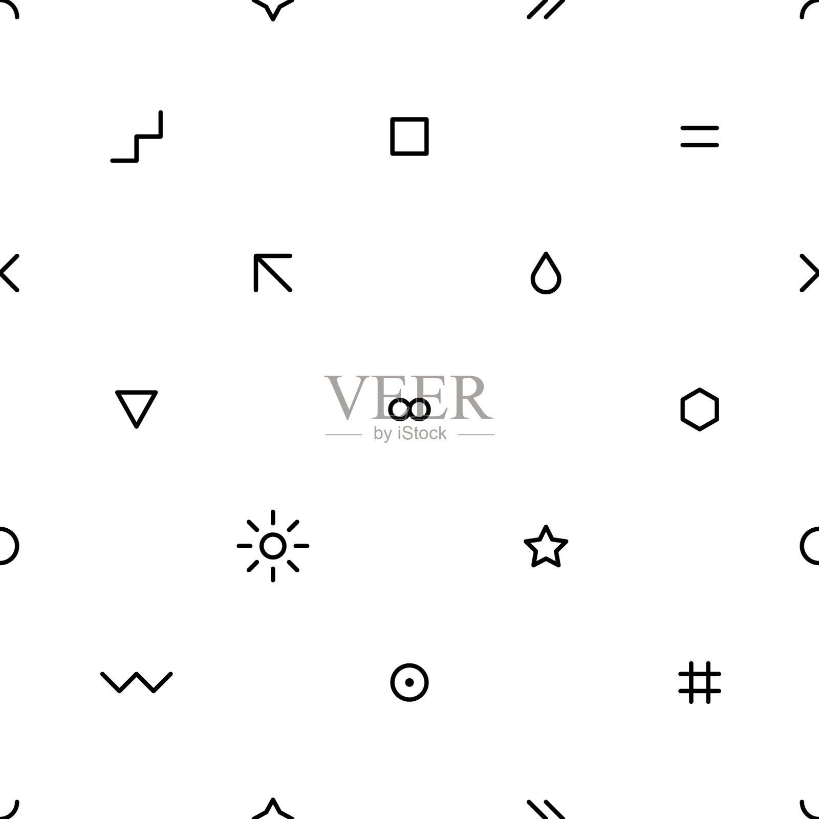 黑色无缝图案薄扁风格插画图片素材