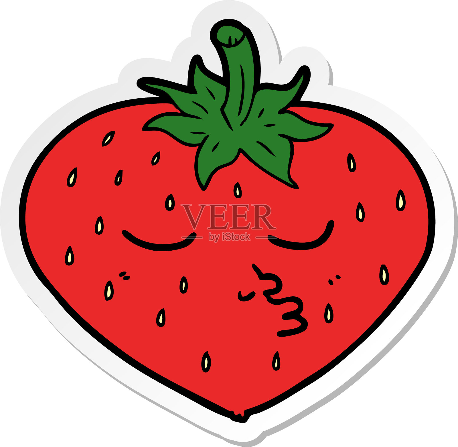 卡通草莓贴纸设计元素图片