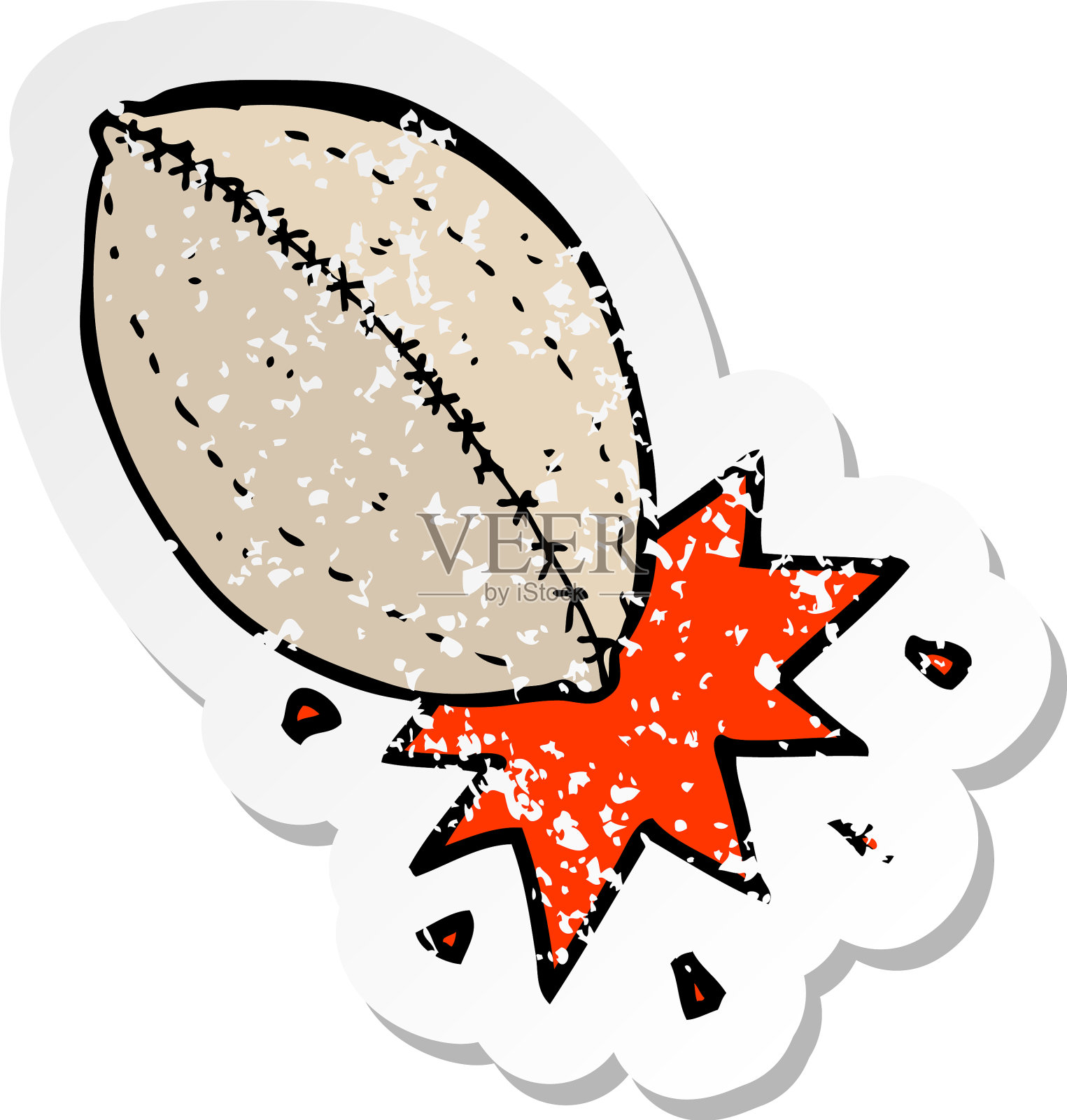 一个卡通足球的复古心疼贴纸设计元素图片