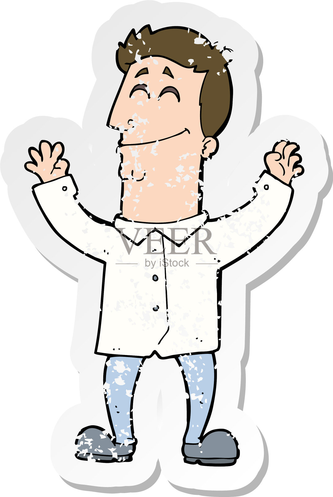 复古苦恼贴纸的卡通快乐的人设计元素图片