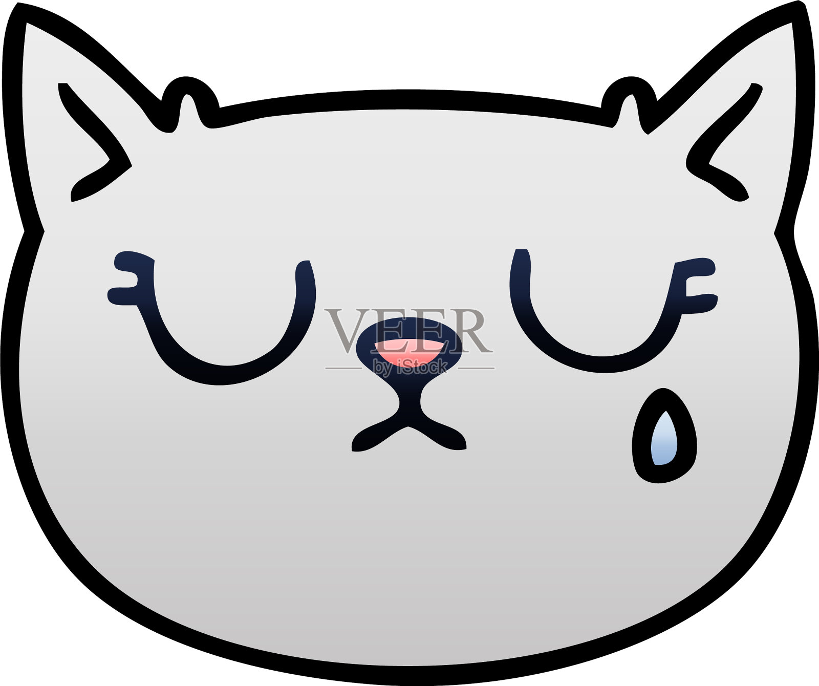 古怪的梯度阴影卡通哭泣猫设计元素图片