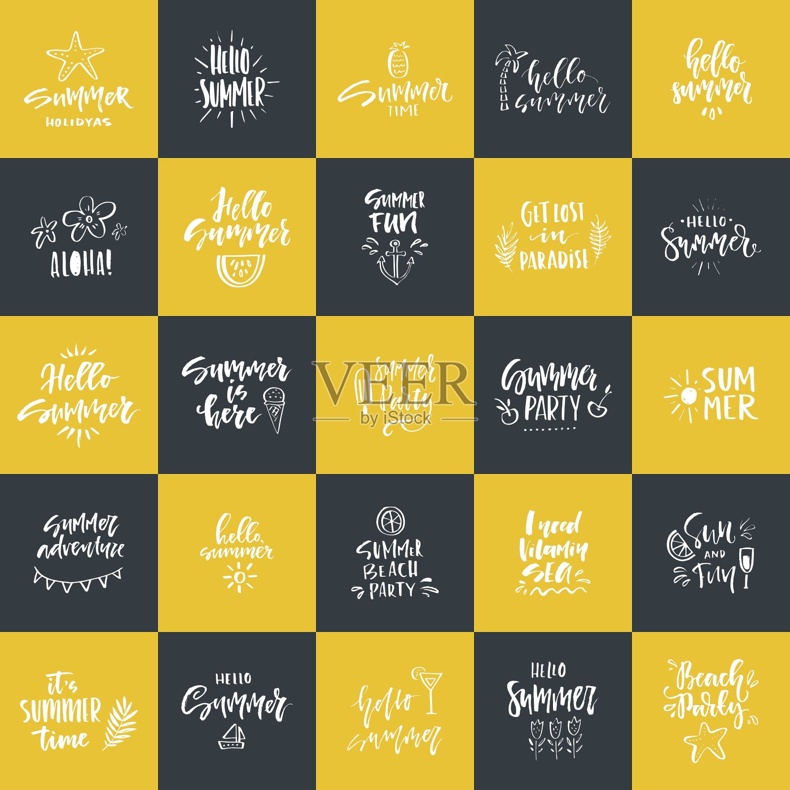 夏天独特的字母插画图片素材