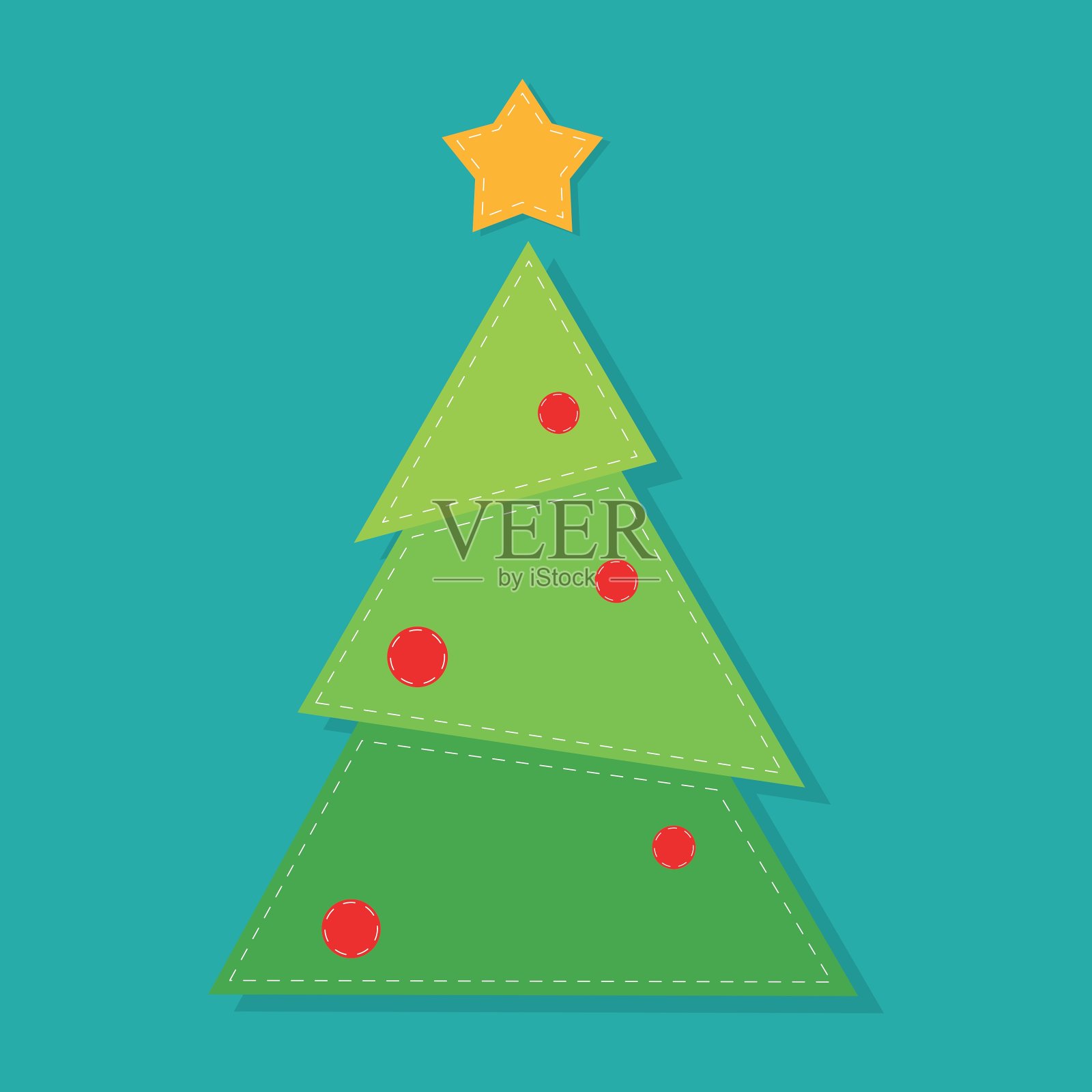 圣诞季节松树的设计插画图片素材