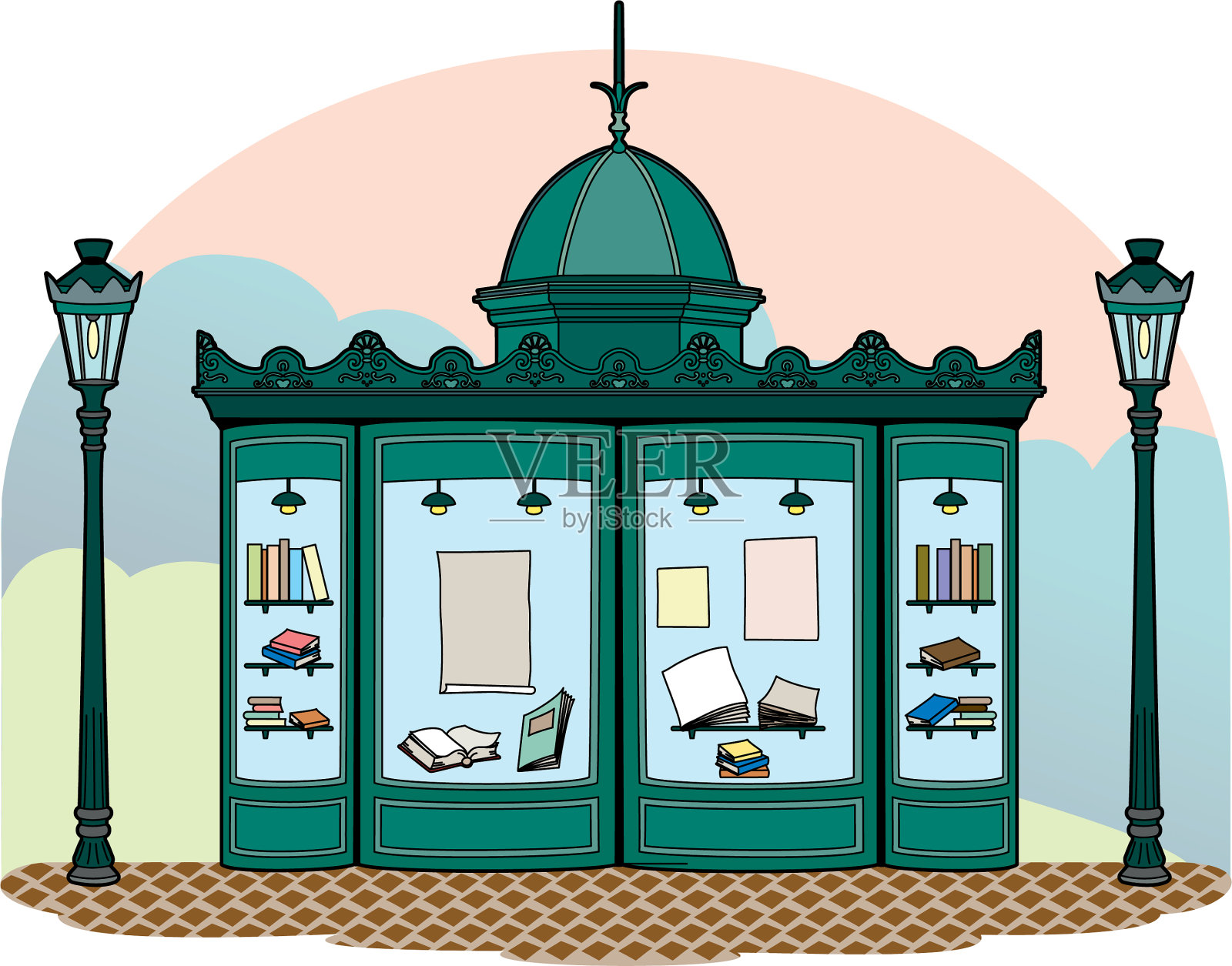 书商亭插画图片素材